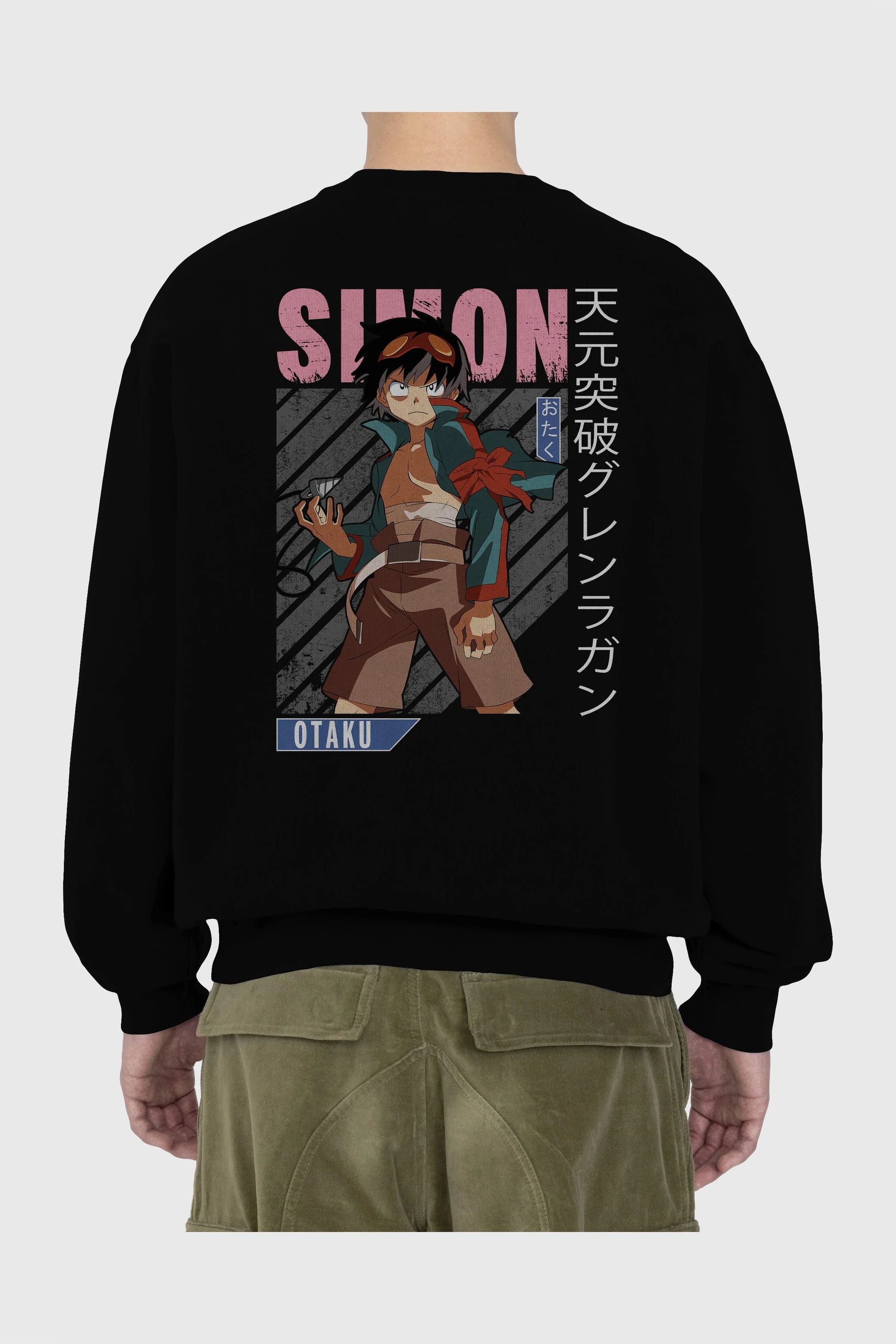Simon 5 Anime Arka Baskılı Oversize Sweatshirt Erkek Kadın Unisex