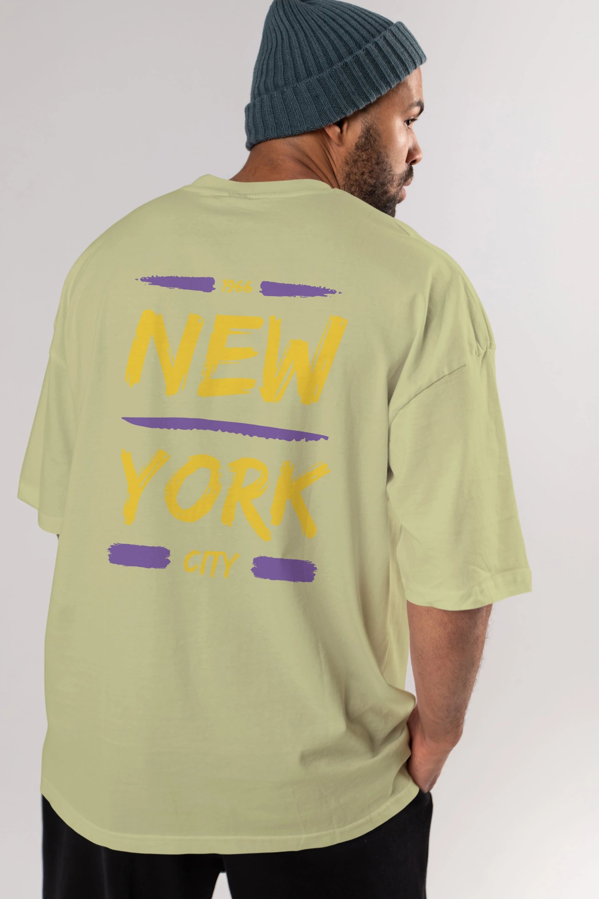 New York City 2 Arka Baskılı Oversize t-shirt Erkek Kadın Unisex