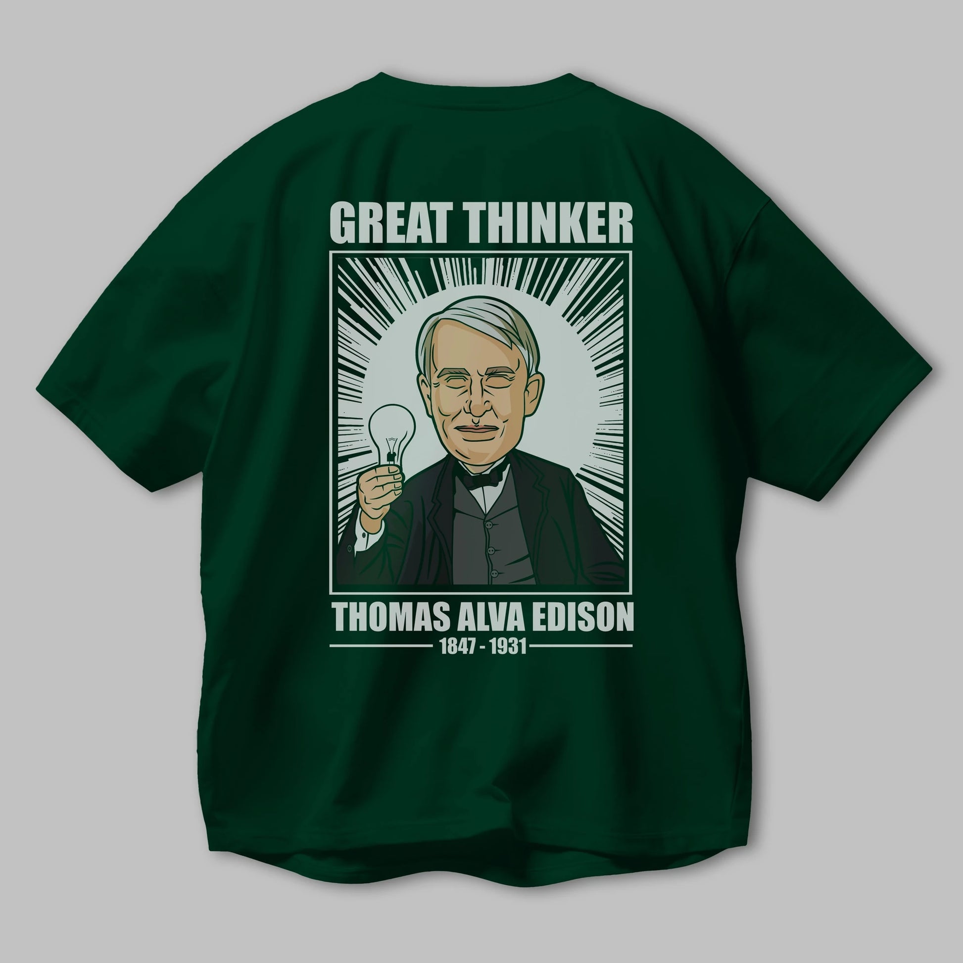 Thomas Alfa Edison Arka Baskılı Oversize t-shirt Erkek Kadın Unisex %100 Pamuk tişort