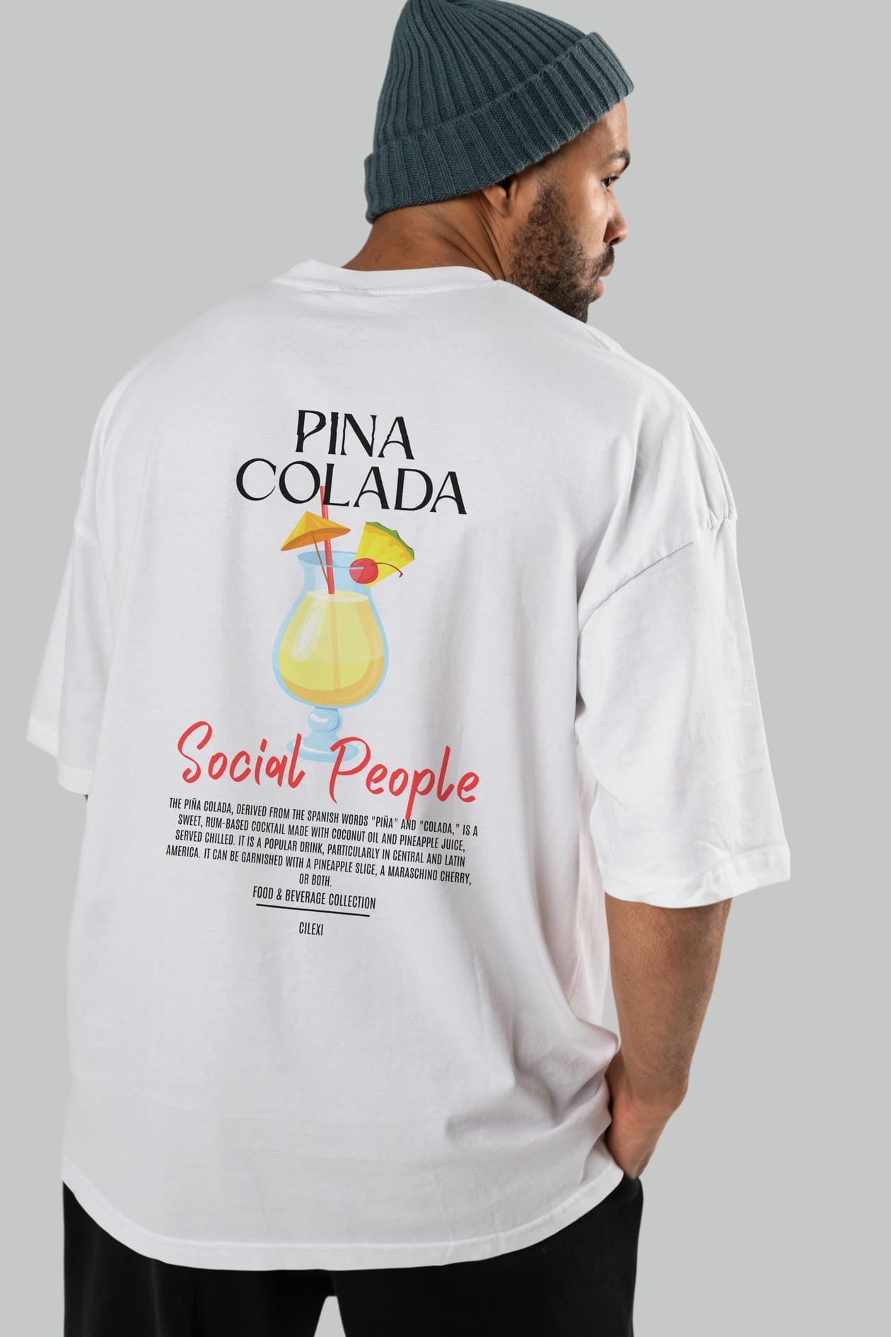 Pına Colada Kokteyl Serisi Baskılı Oversize t-shirt Erkek Kadın Unisex %100 Pamuk Bisiklet Yaka tişort