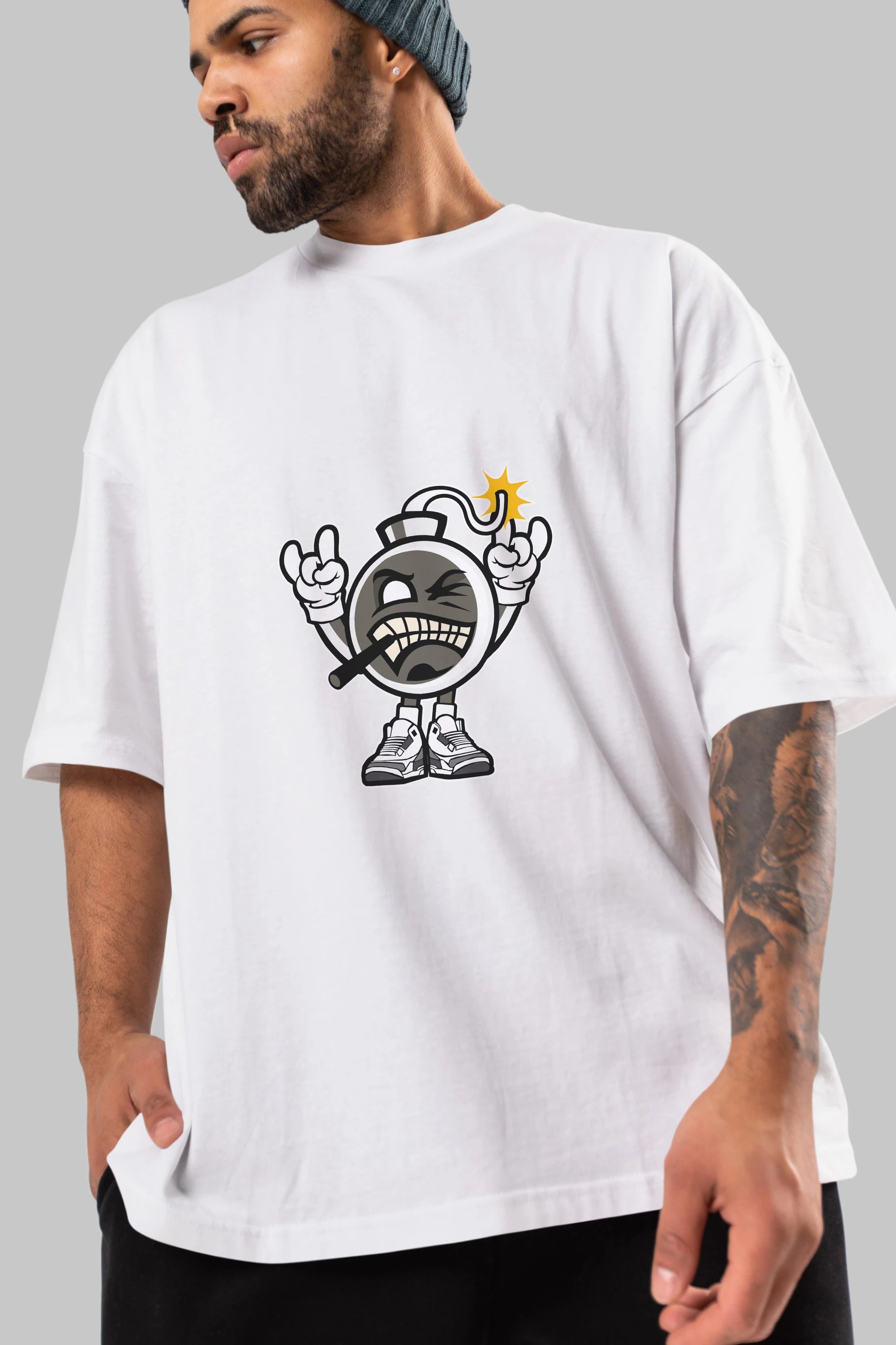 Evil Bomb Ön Baskılı Oversize t-shirt Erkek Kadın Unisex %100 Pamuk tişort