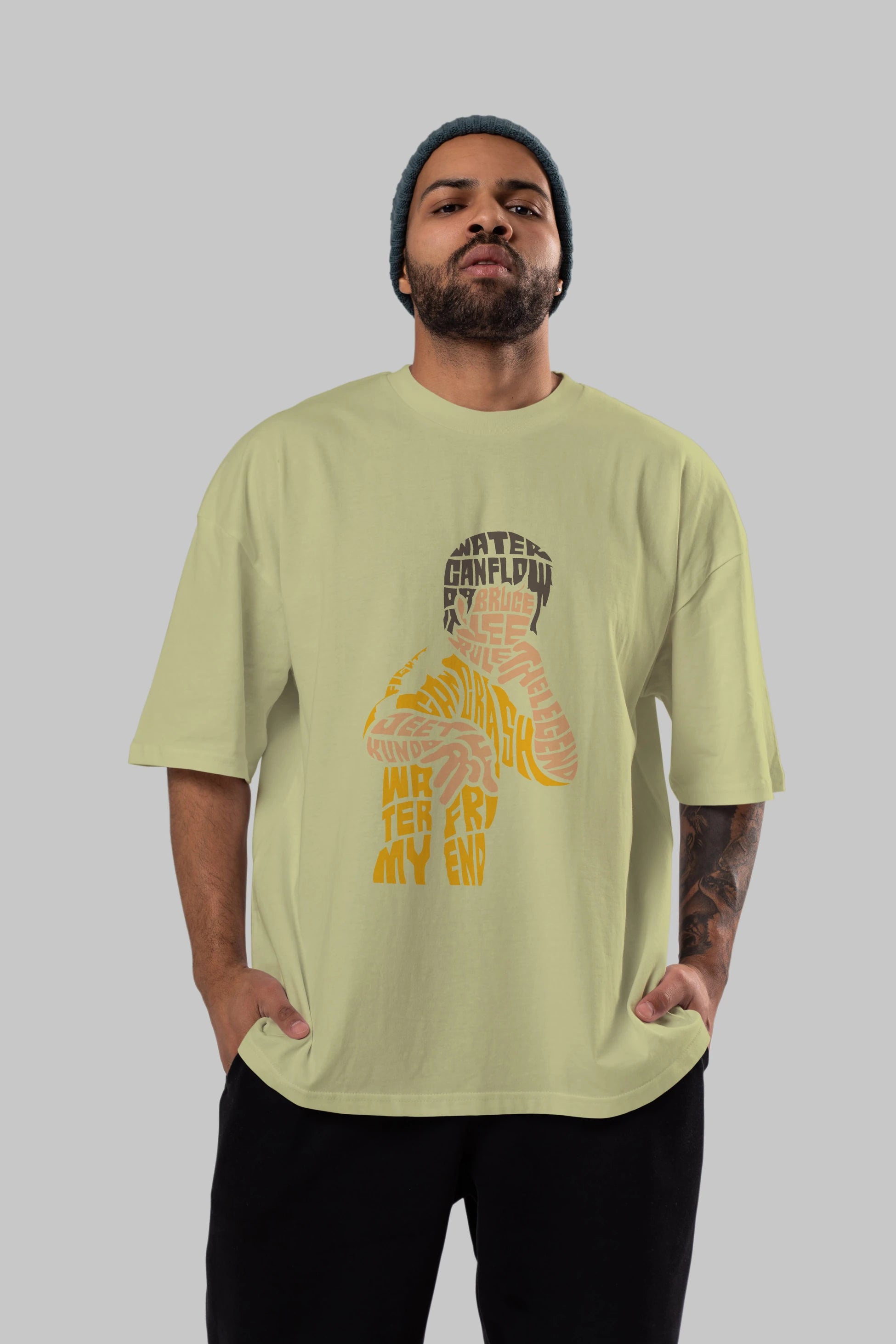 Bruce Lee Ön Baskılı Oversize t-shirt %100 pamuk Erkek Kadın Unisex