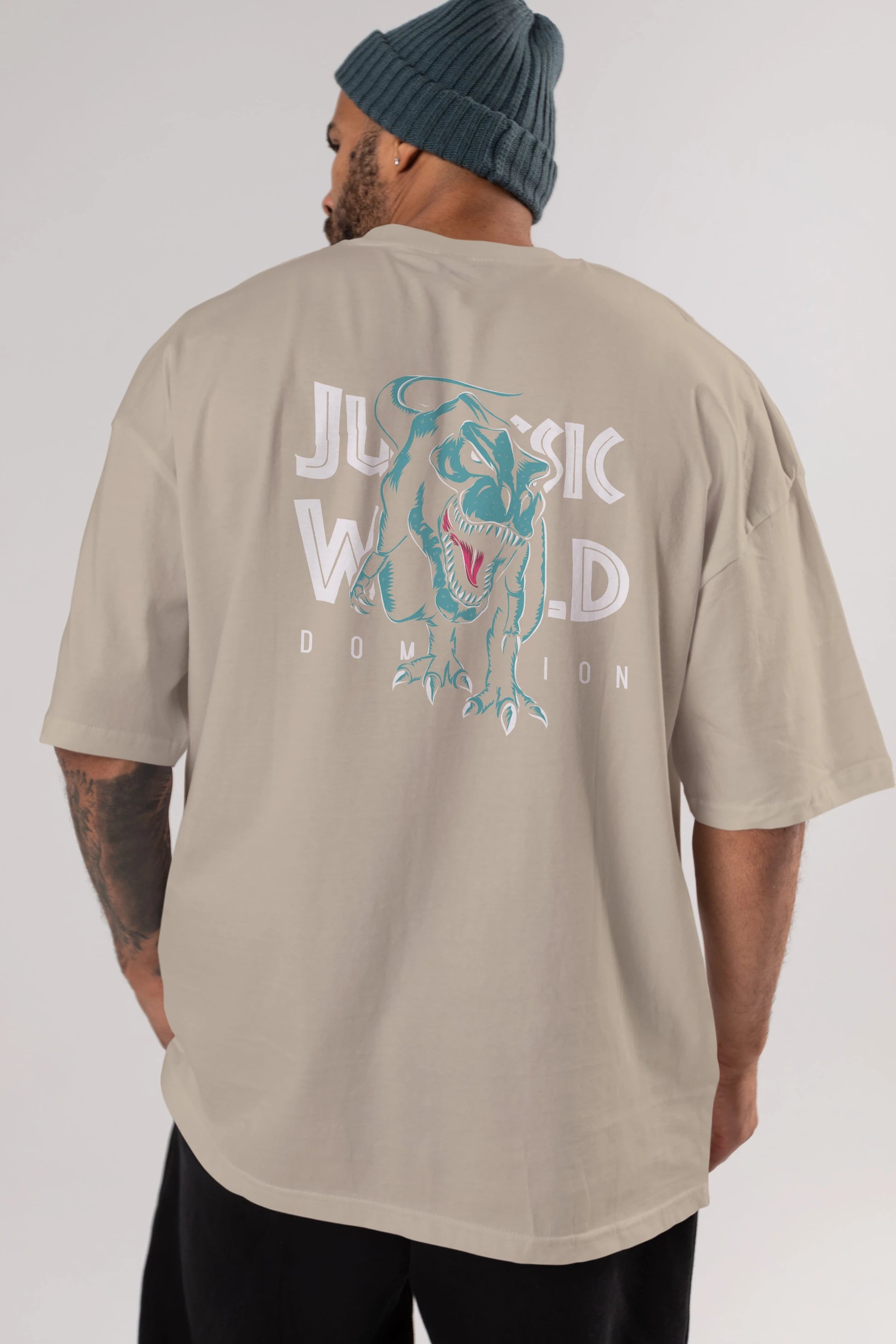Jurassic Park (1) Arka Baskılı Oversize t-shirt Erkek Kadın Unisex %100 Pamuk Bisiklet Yaka tişort