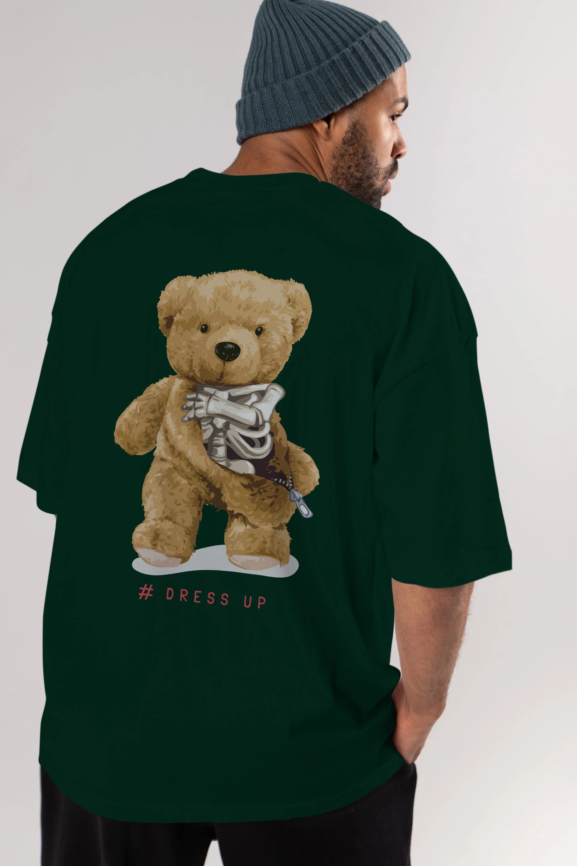 Teddy Bear Dress Up Arka Baskılı Oversize t-shirt Erkek Kadın Unisex %100 Pamuk