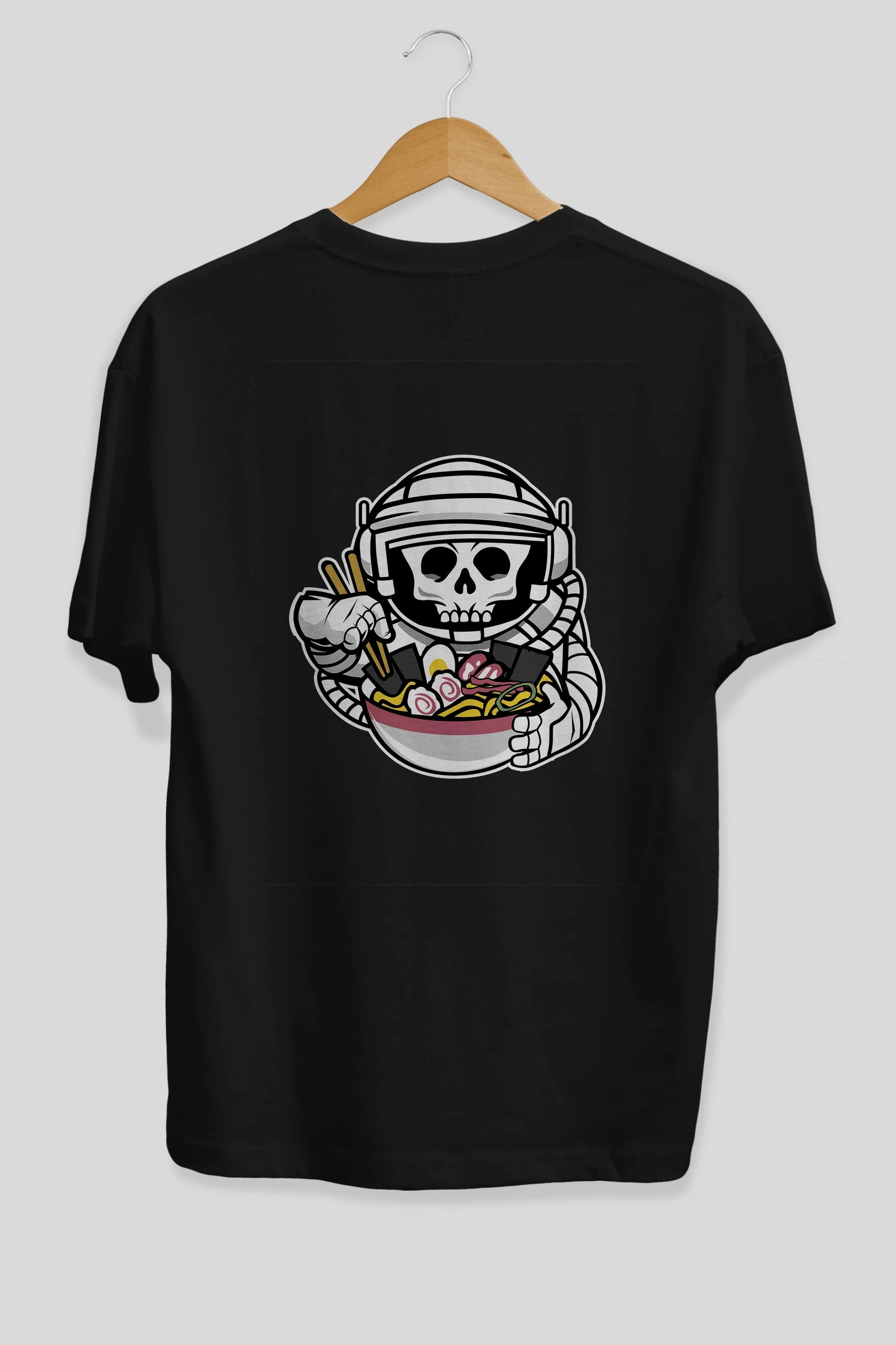 Astronaut Ramen Arka Baskılı Oversize t-shirt Erkek Kadın Unisex %100 Pamuk tişort