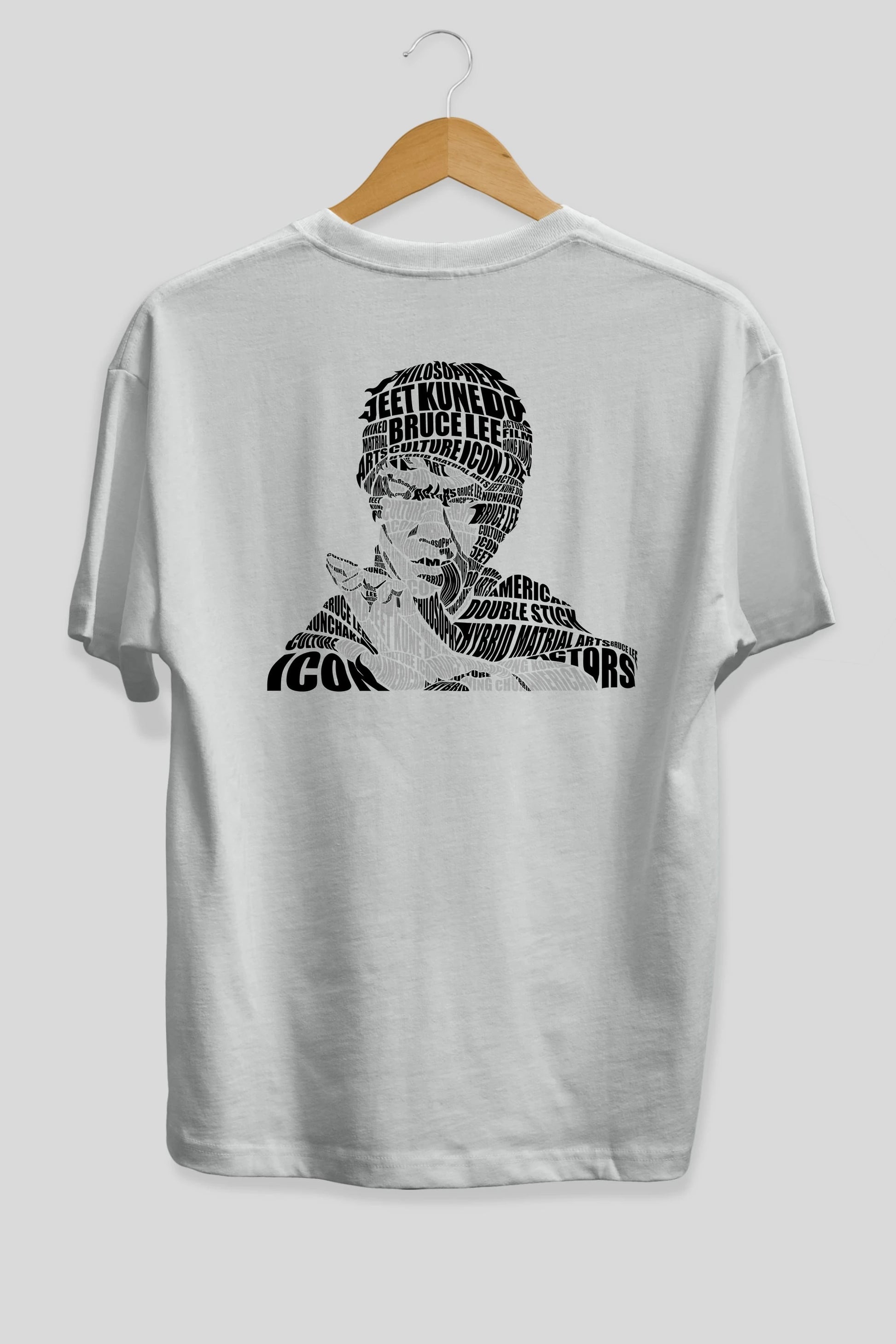 Bruce Lee Calligram Arka Baskılı Oversize t-shirt %100 pamuk Erkek Kadın Unisex