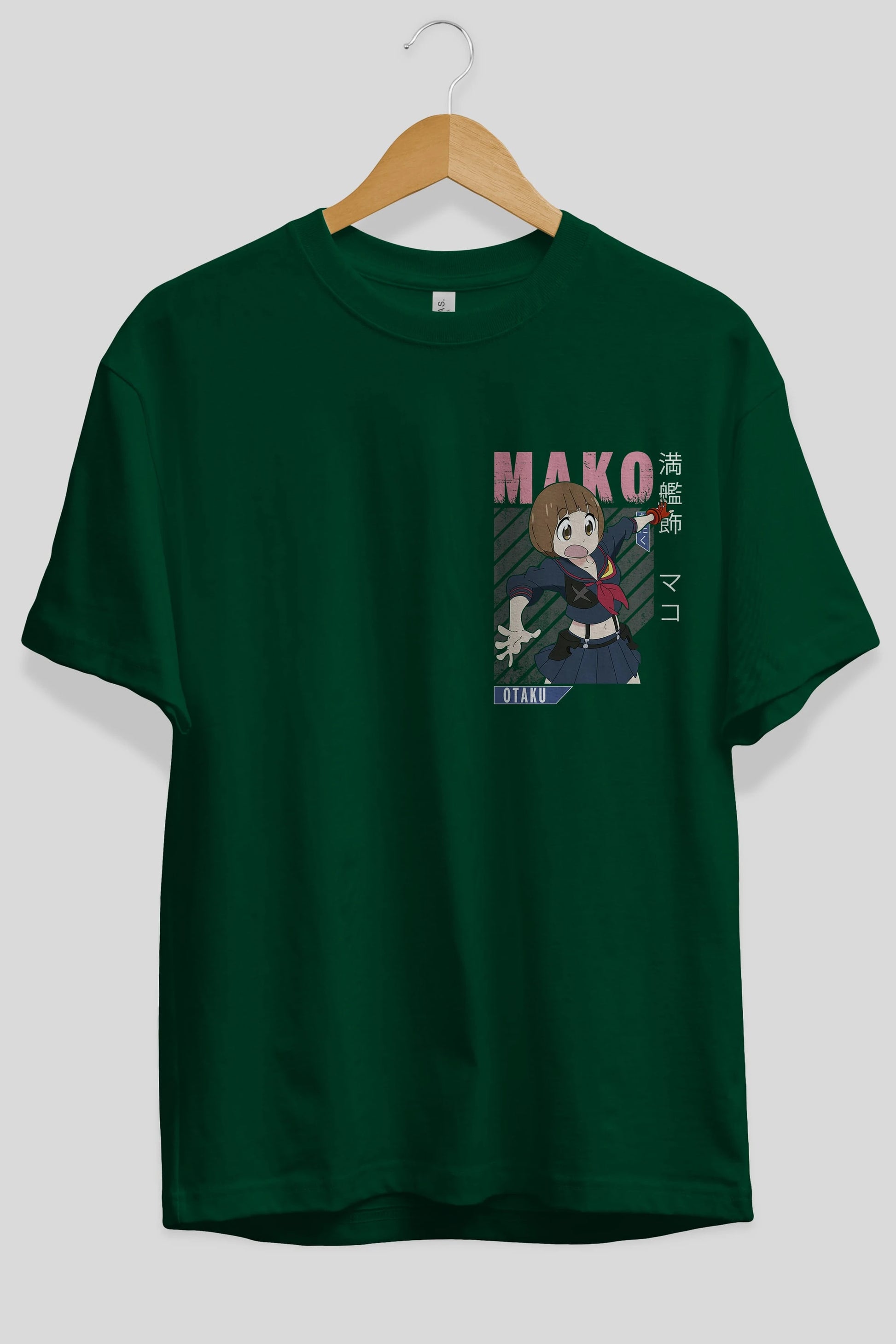 Mako Mankanshoku 2 Ön Sol Baskılı Oversize t-shirt Erkek Kadın Unisex %100 Pamuk Bisiklet Yaka tişort