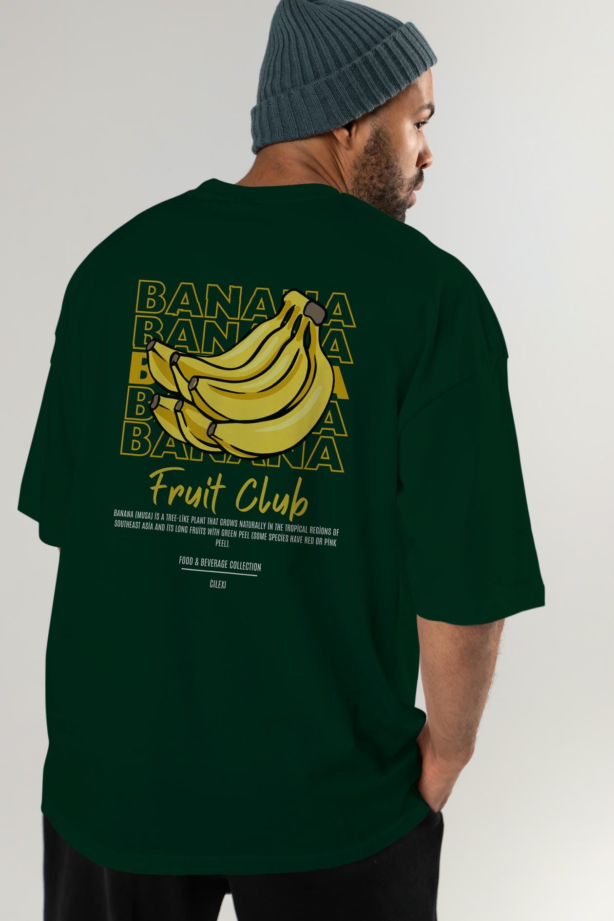 Banana Arka Baskılı Oversize t-shirt Erkek Kadın Pamuk Bisiklet Yaka tişort