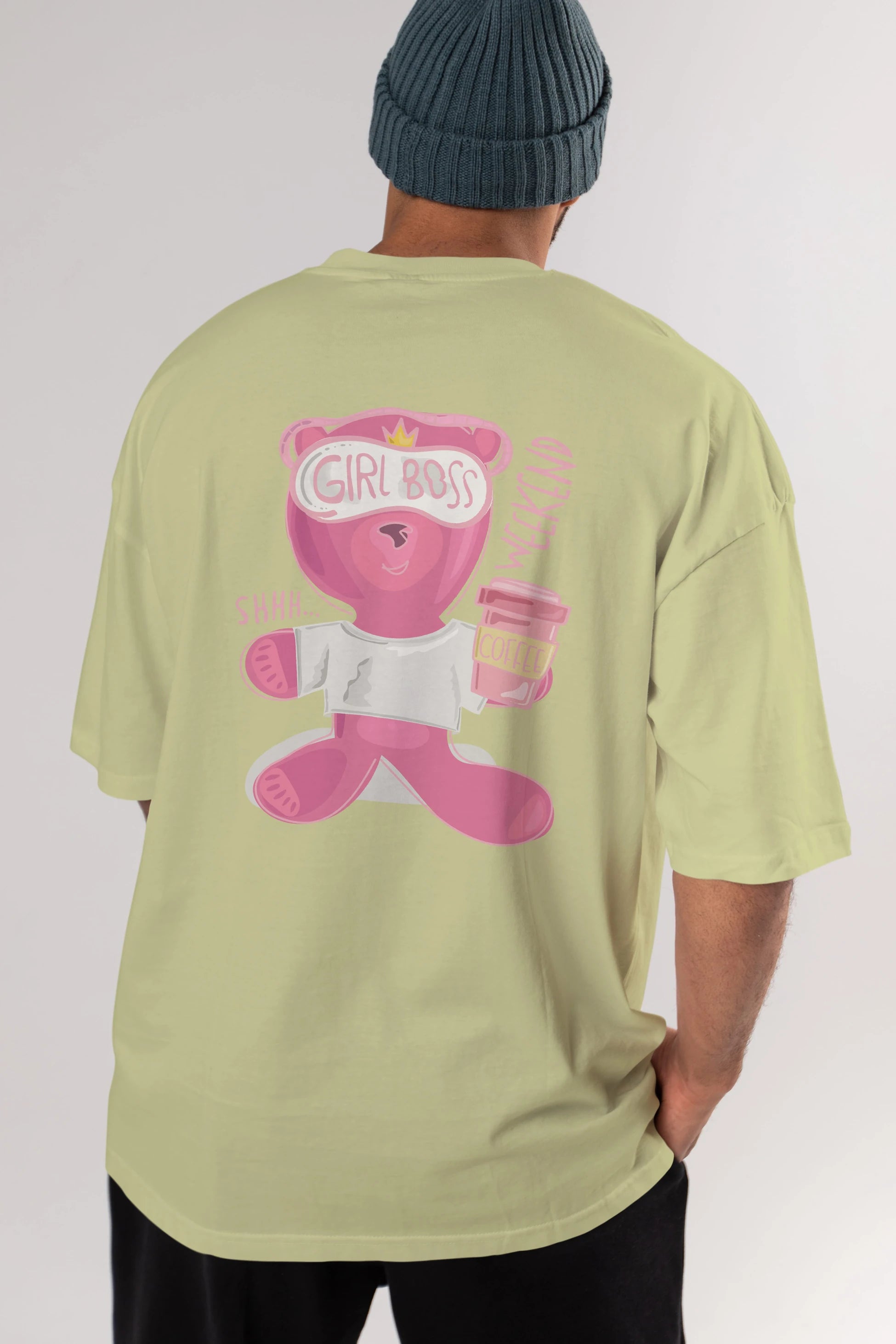 Girl Boss Bear Arka Baskılı Oversize t-shirt Erkek Kadın Unisex
