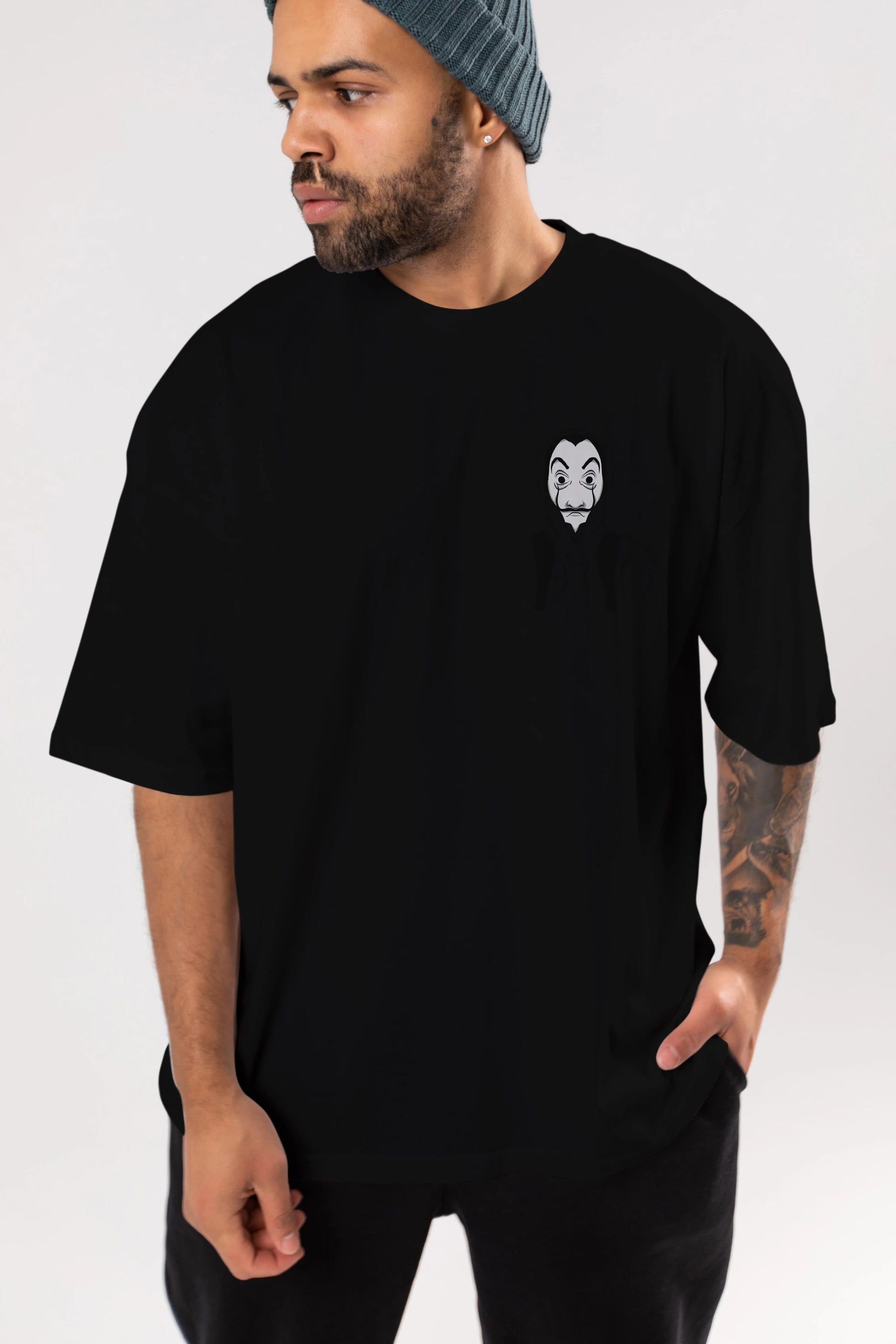 La Casa De Papel (7) Ön Sol Baskılı Oversize t-shirt Erkek Kadın Unisex %100 Pamuk Bisiklet Yaka tişort