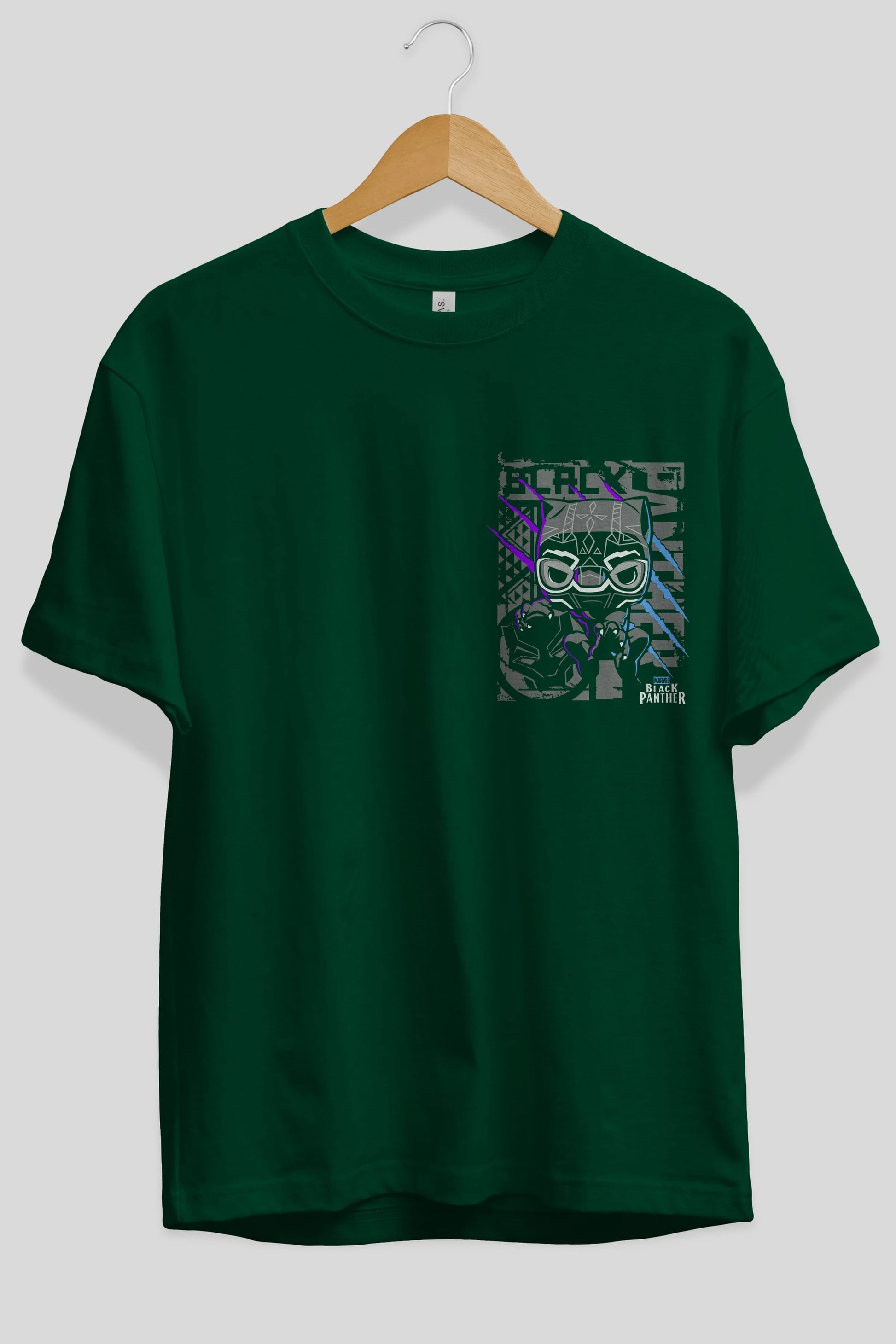 Black Panther Ön Sol Baskılı Oversize t-shirt Erkek Kadın Unisex %100 Pamuk Bisiklet Yaka tişort