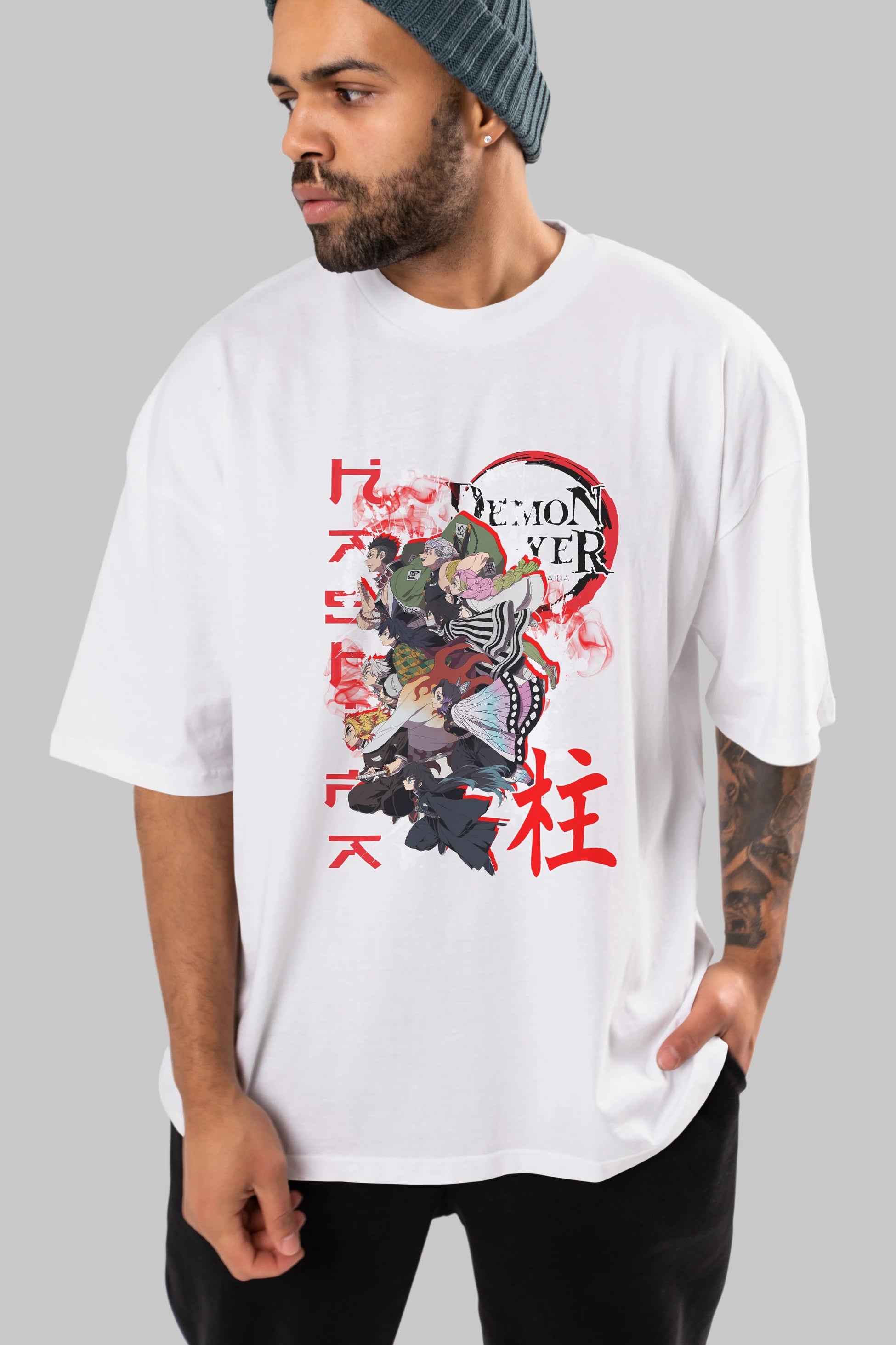 DEMON SLAYER SLAYERS Anime Ön Baskılı Oversize t-shirt %100 pamuk Erkek Kadın Unisex