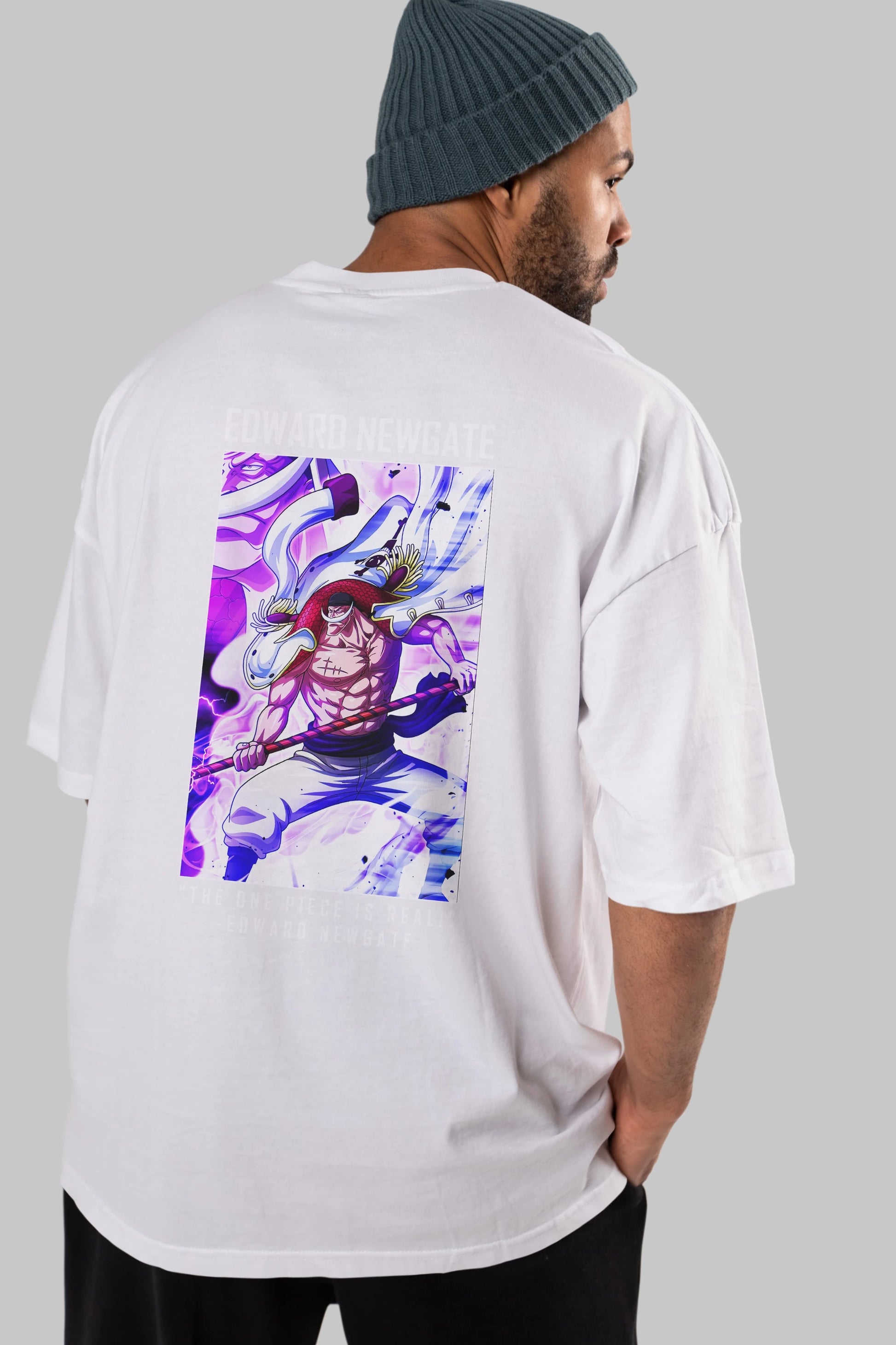 Edward Newgate Anime Arka Baskılı Oversize t-shirt Erkek Kadın Unisex %100 pamuk tişort
