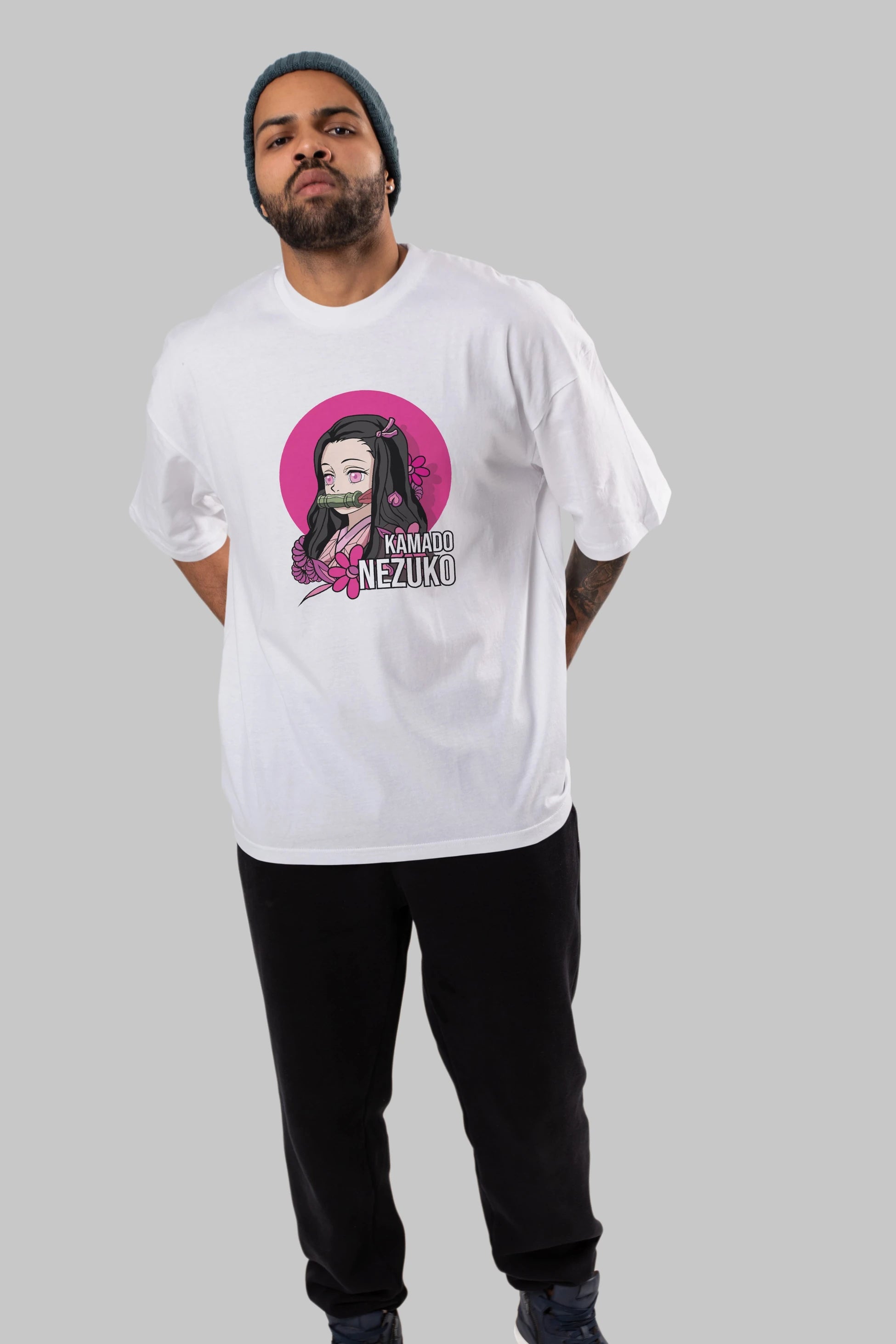 Nezuko Kamado 2 Anime Ön Baskılı Oversize t-shirt %100 pamuk Erkek Kadın Unisex