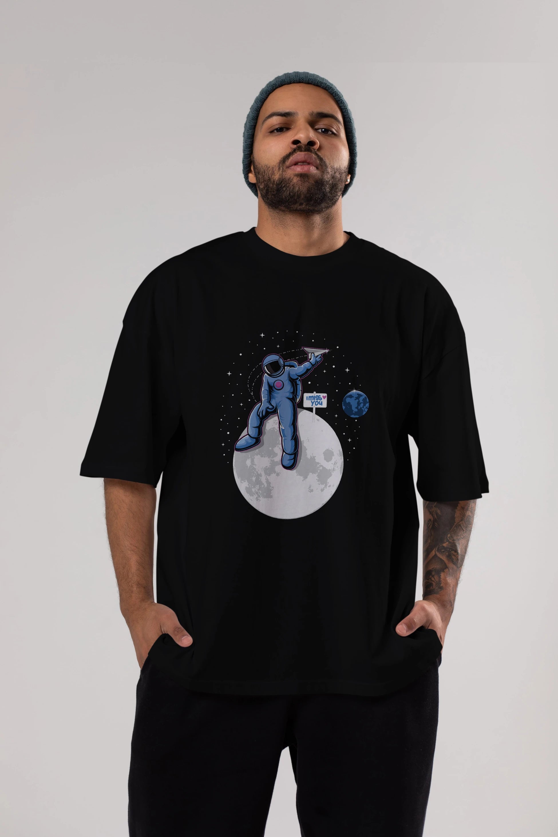 Astro Missing Earth Ön Baskılı Oversize t-shirt Erkek Kadın Unisex