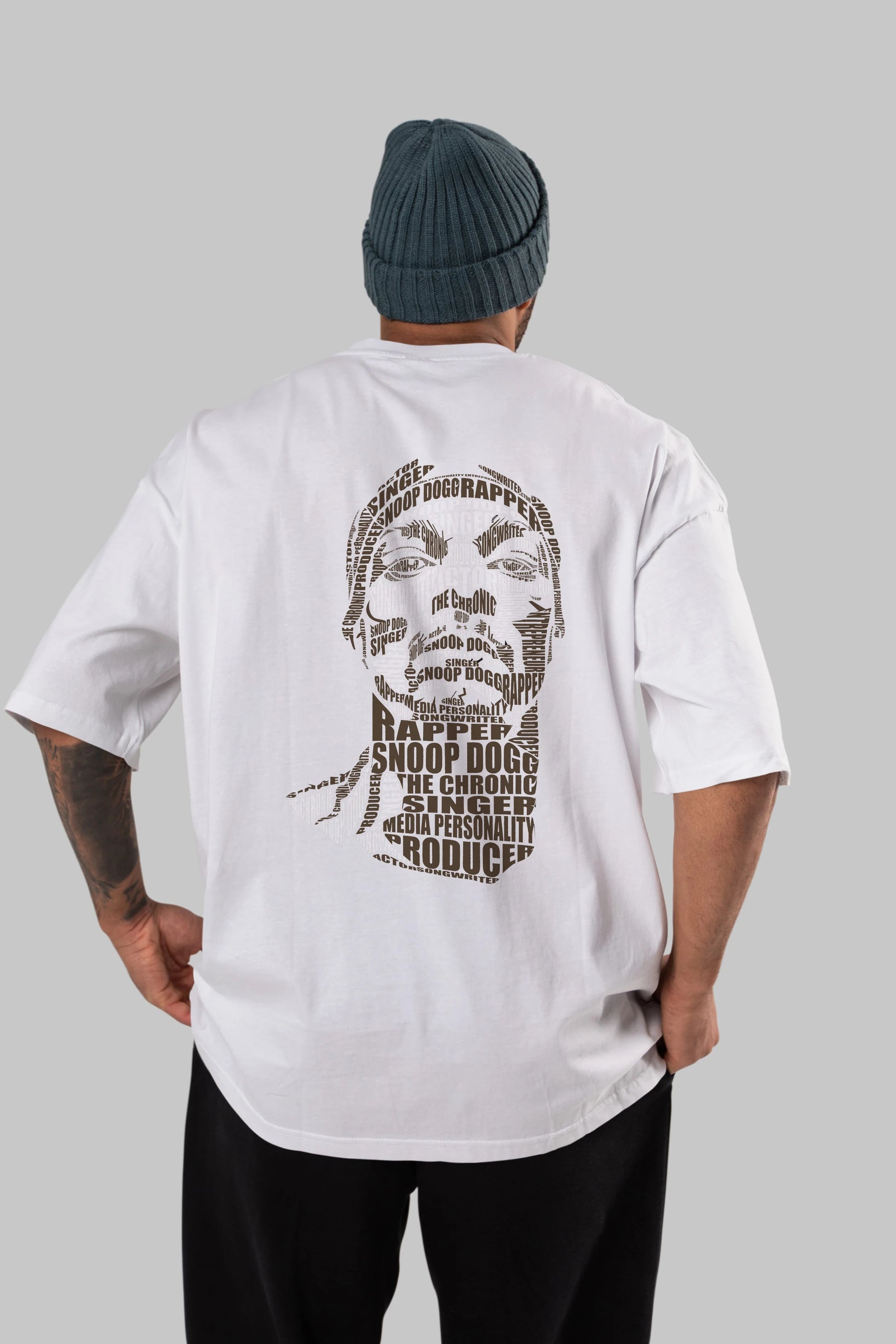 Snoop Dogg Calligram Arka Baskılı Oversize t-shirt %100 pamuk Erkek Kadın Unisex