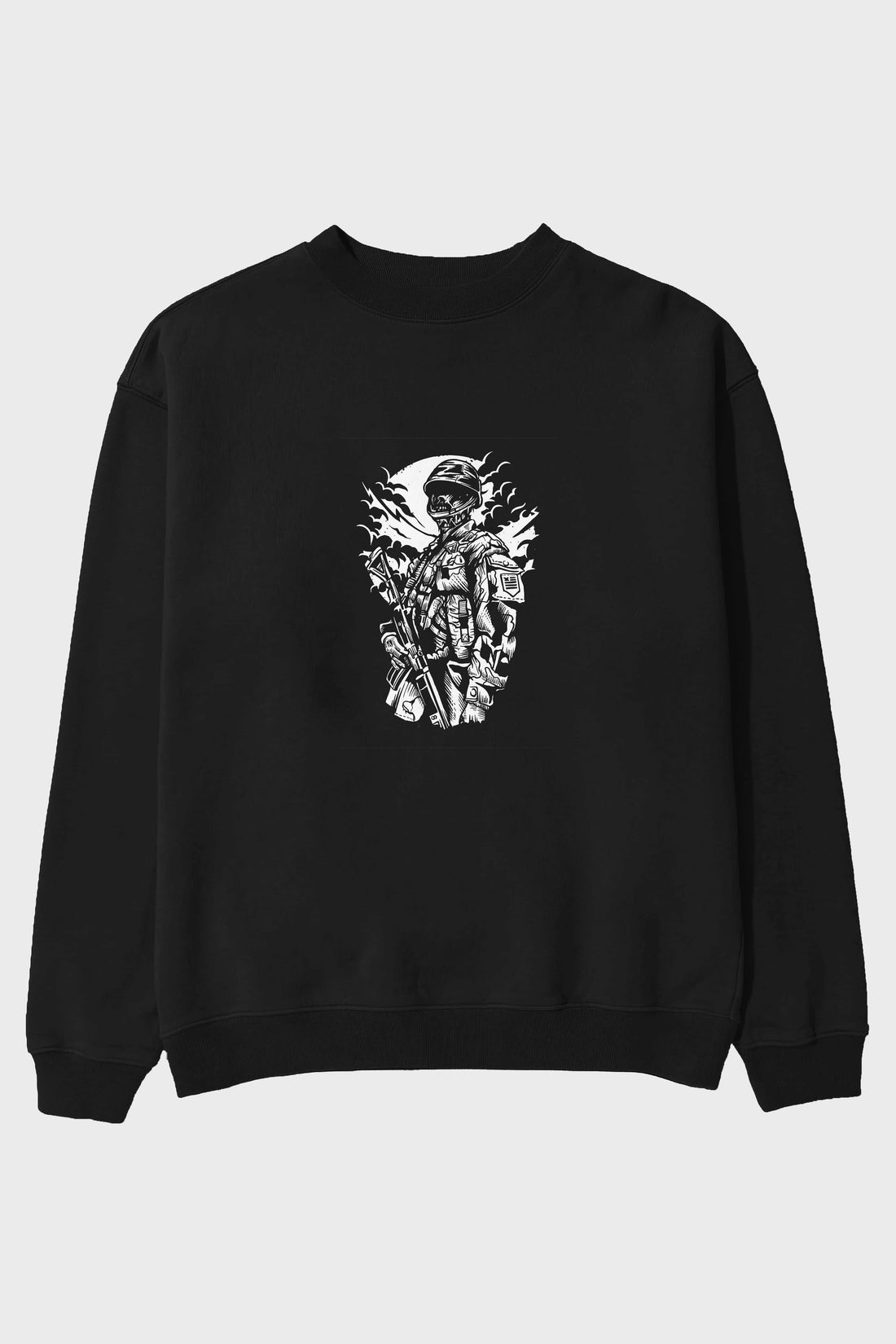 Zombie Soldier Ön Baskılı Oversize Sweatshirt Erkek Kadın Unisex