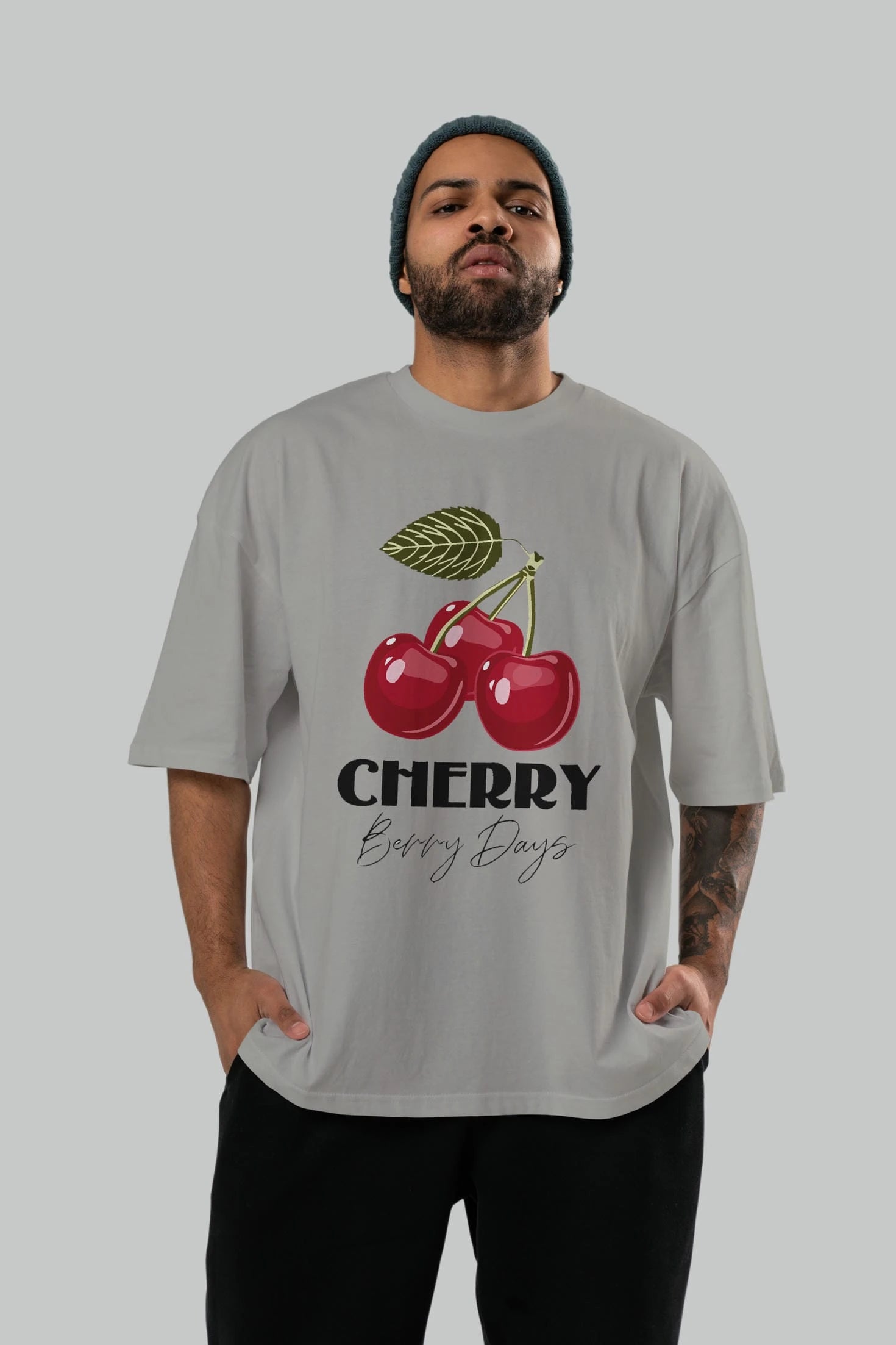 Cherry Cherries 12 Ön Baskılı Oversize t-shirt Erkek Kadın Pamuk Bisiklet Yaka tişort