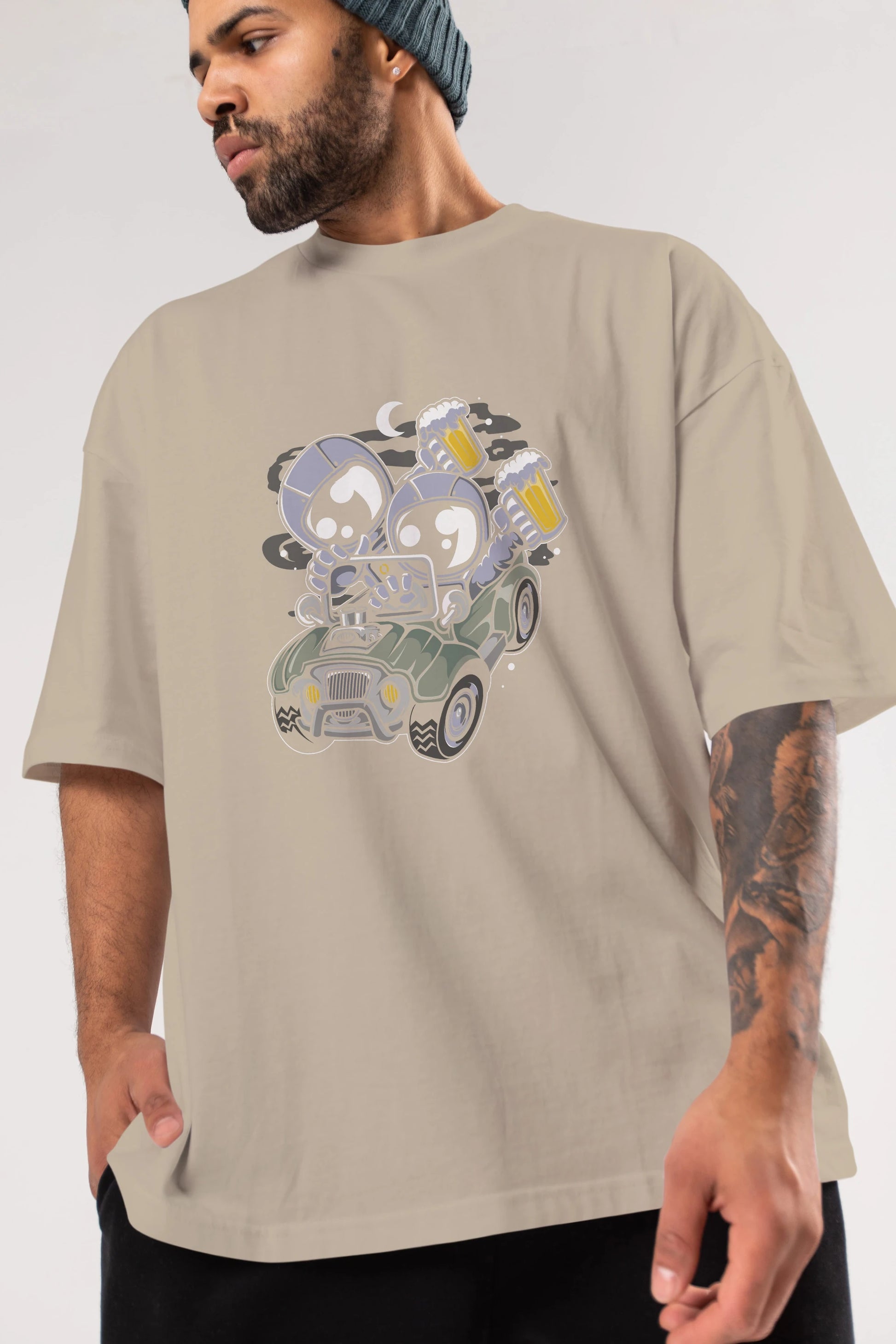 Astronaut Offroad Ön Baskılı Oversize t-shirt Erkek Kadın Unisex