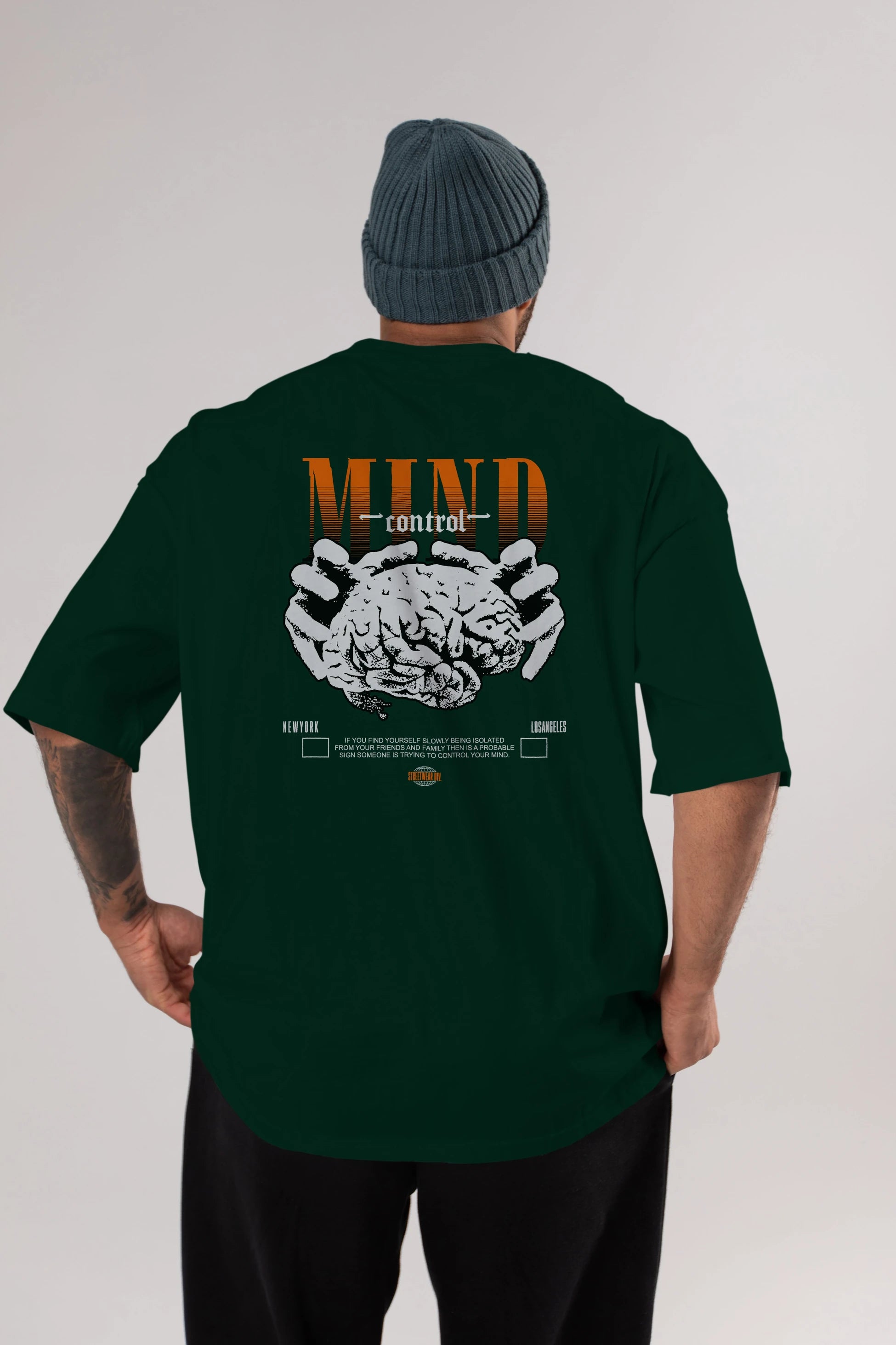 Mind Control Arka Baskılı Oversize t-shirt Erkek Kadın Unisex