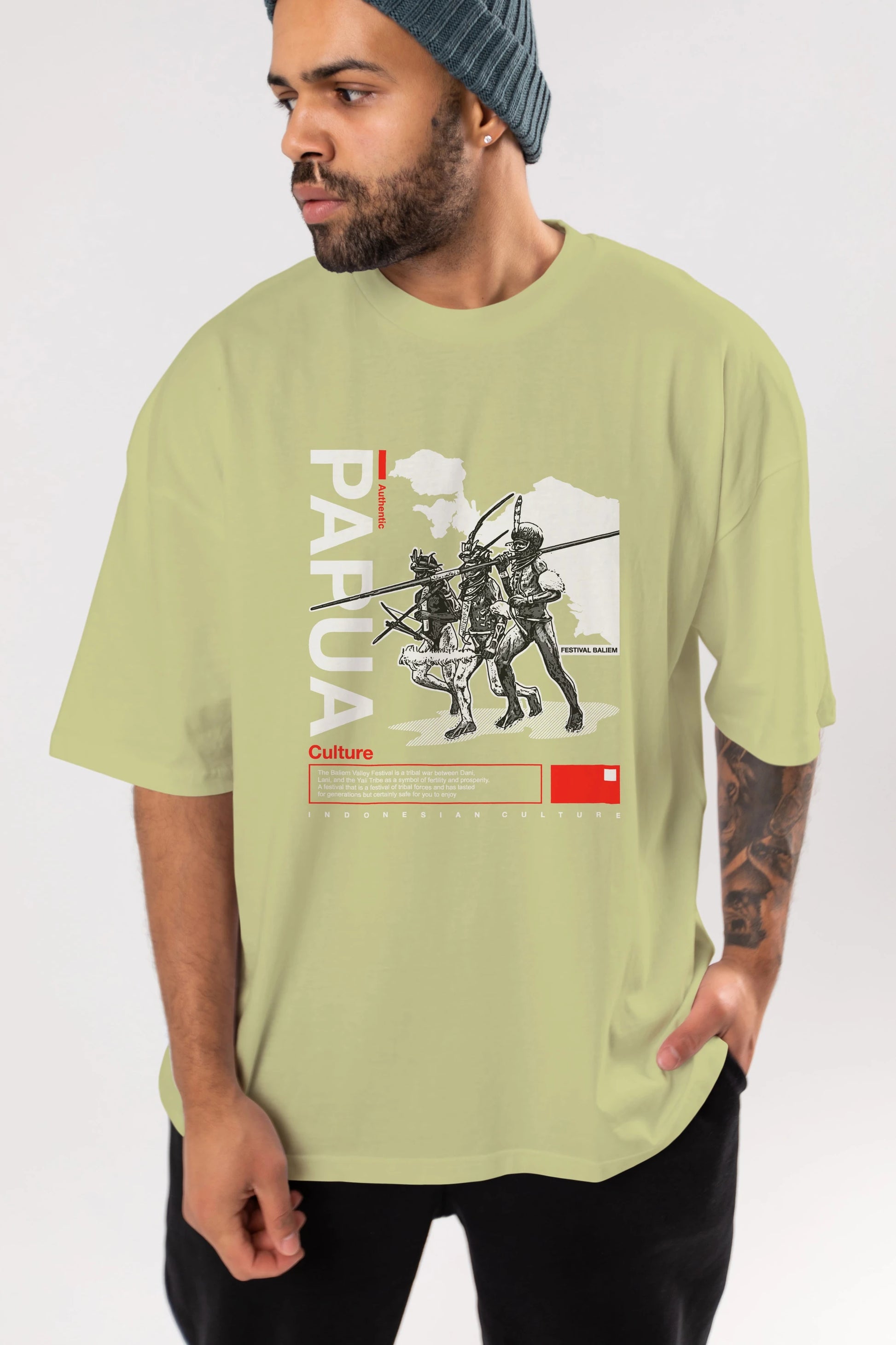 Papua Culture Ön Baskılı Oversize t-shirt Erkek Kadın Unisex
