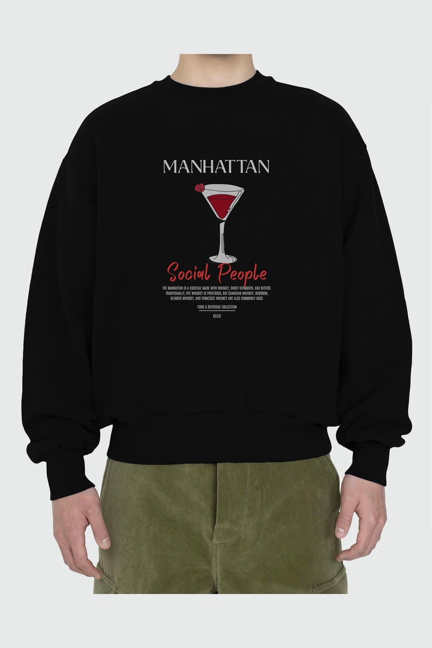 Manhattan ön Baskılı Oversize Sweatshirt Erkek Kadın Unisex