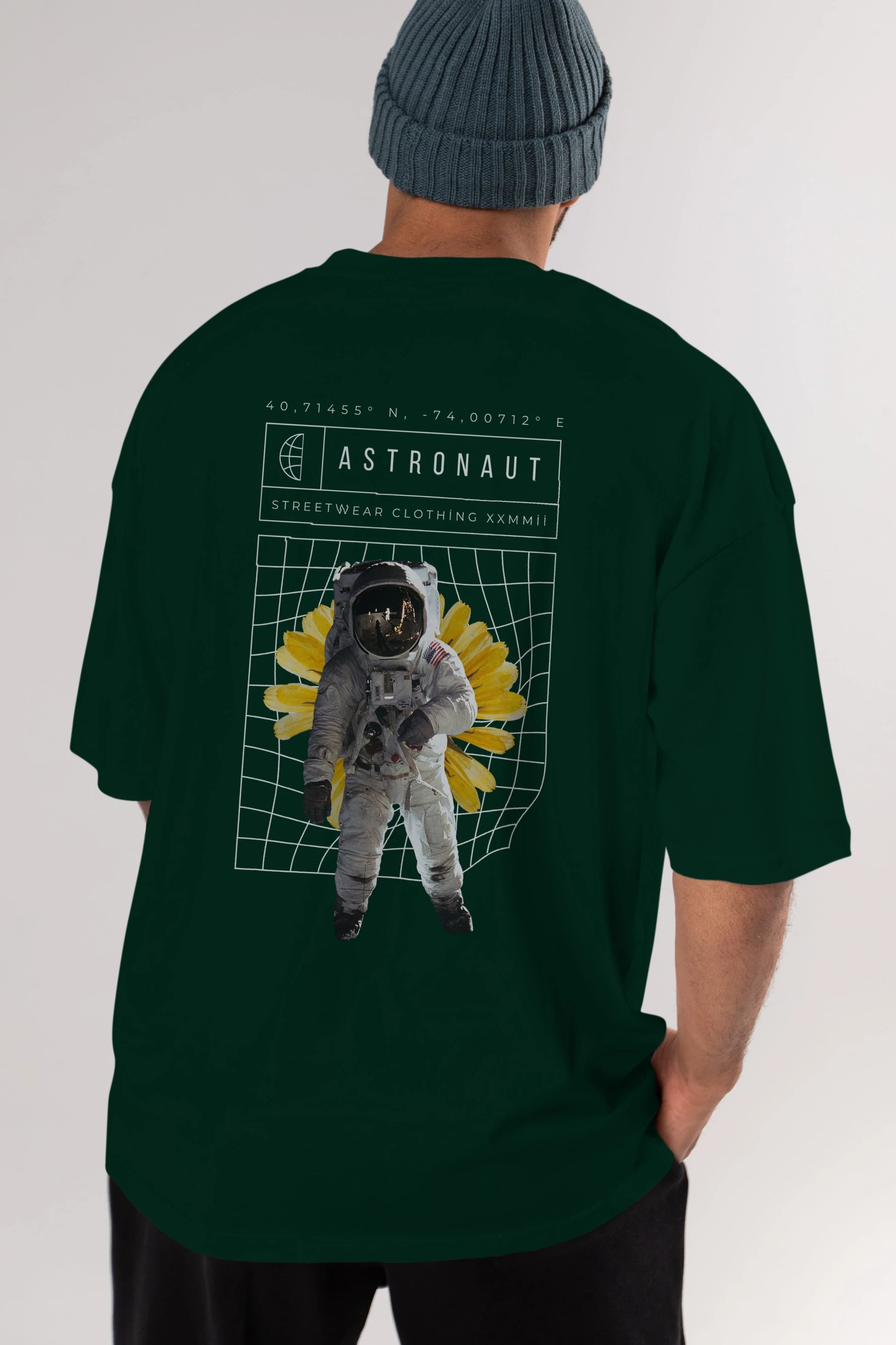 Astronaut Streetwear Arka Baskılı Oversize t-shirt Erkek Kadın Unisex