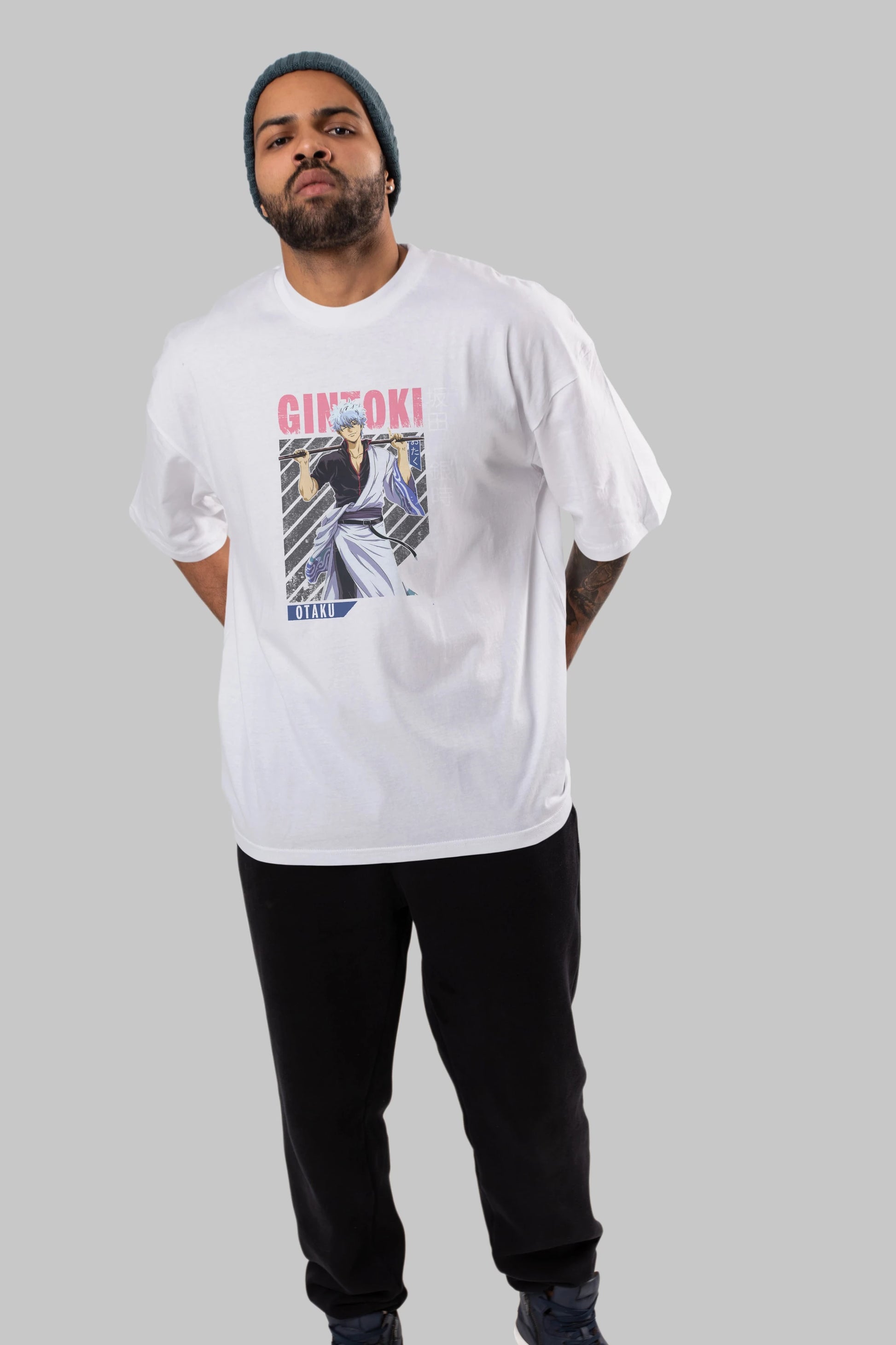 Gintoki Sakata GINTAMA 3 Anime Ön Baskılı Oversize t-shirt %100 pamuk Erkek Kadın Unisex