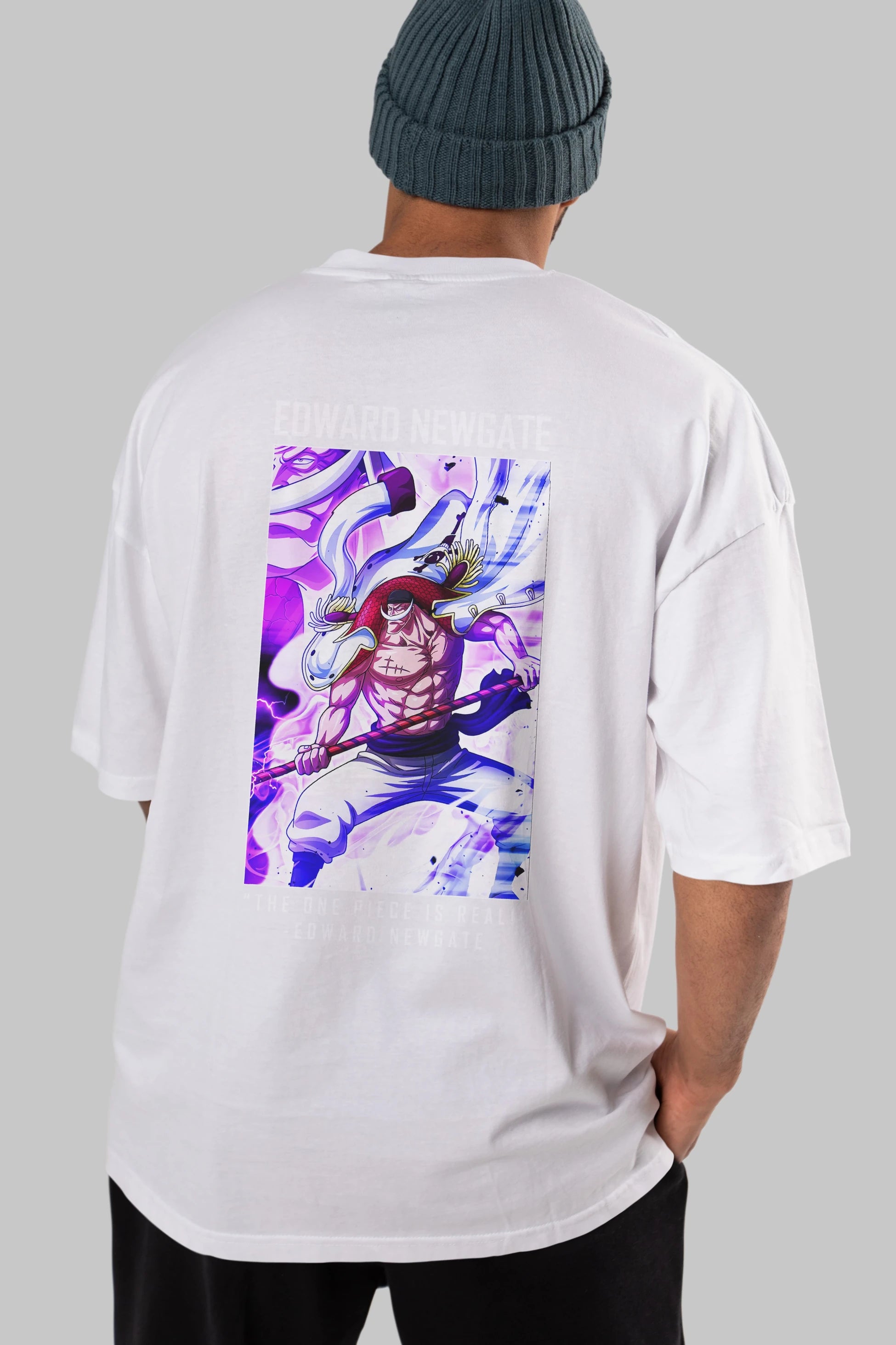 Edward Newgate Anime Arka Baskılı Oversize t-shirt Erkek Kadın Unisex %100 pamuk tişort