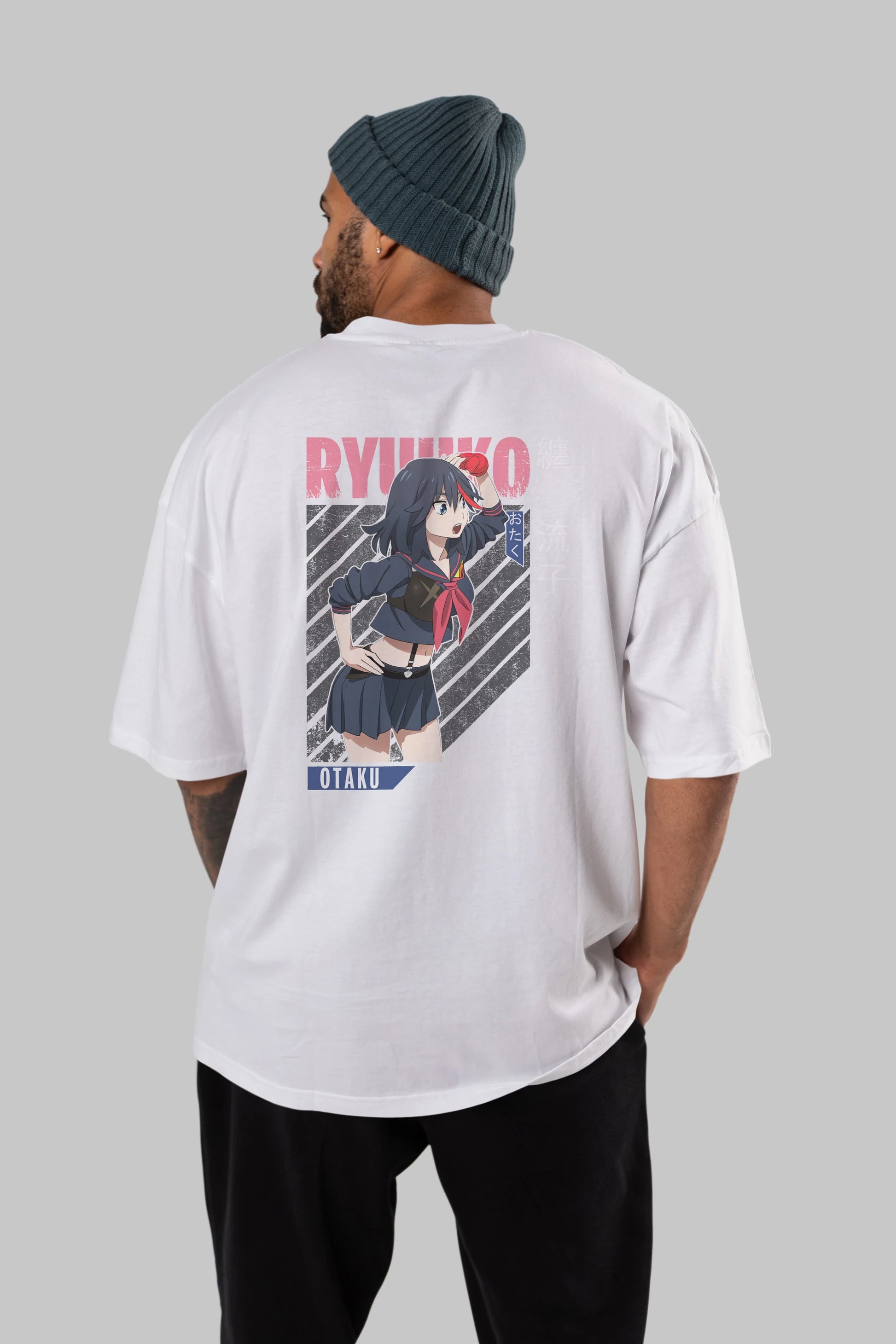 Ryuuko Matoi 6 Anime Arka Baskılı Oversize t-shirt Erkek Kadın Unisex
