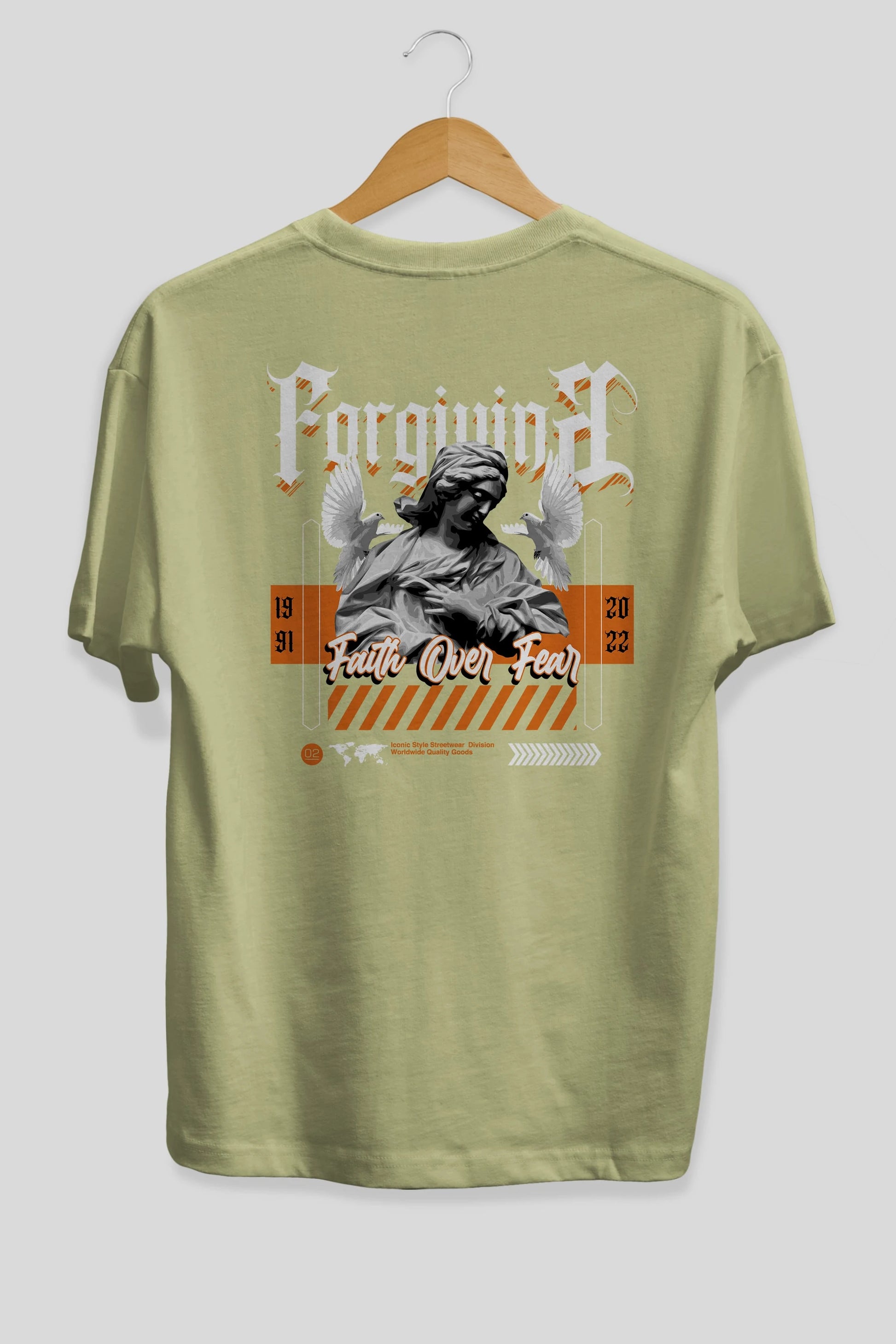 Faith Over Fear 2 Arka Baskılı Oversize t-shirt Erkek Kadın Unisex