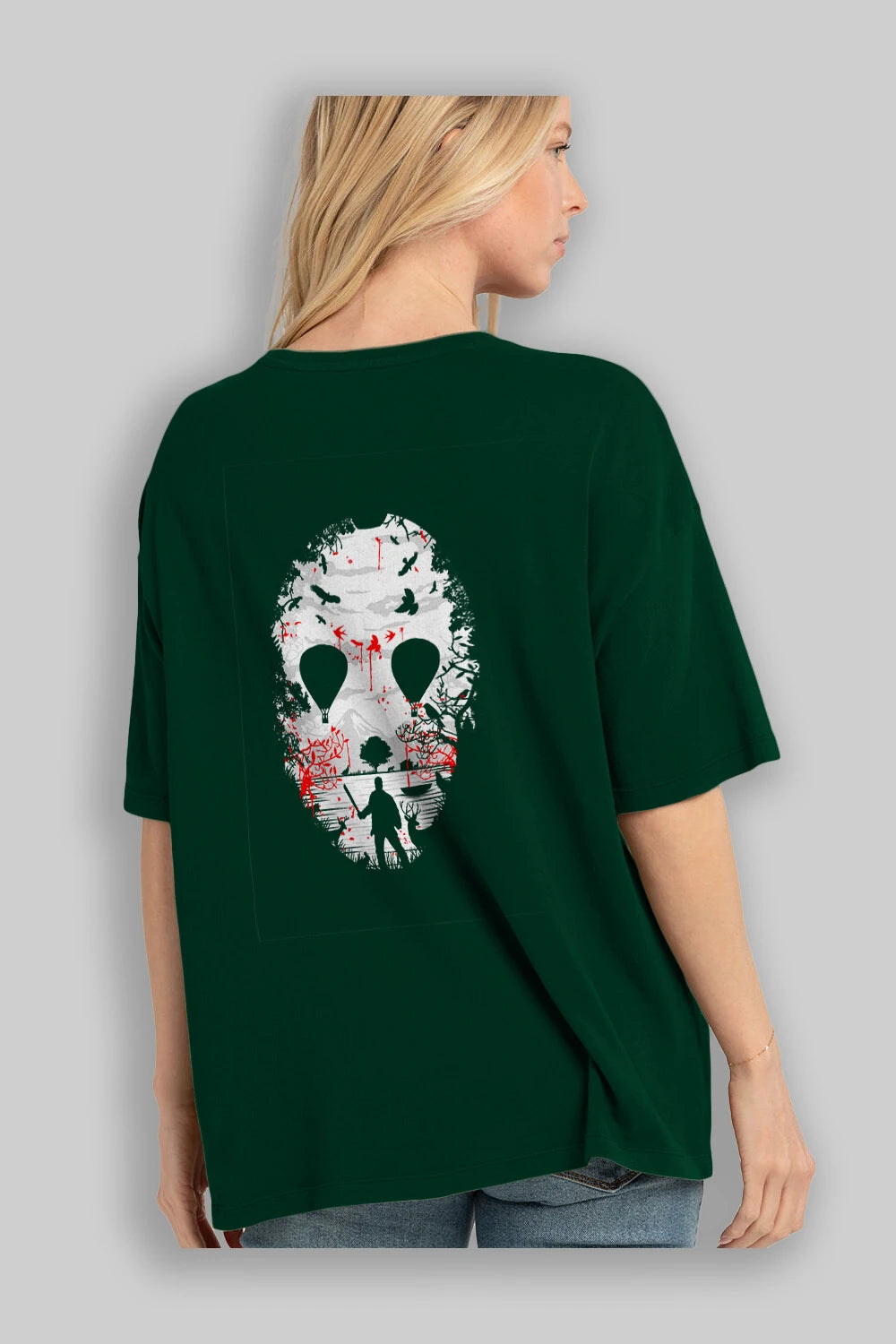 Crystal Lake Arka Baskılı Oversize t-shirt %100 pamuk Erkek Kadın Unisex