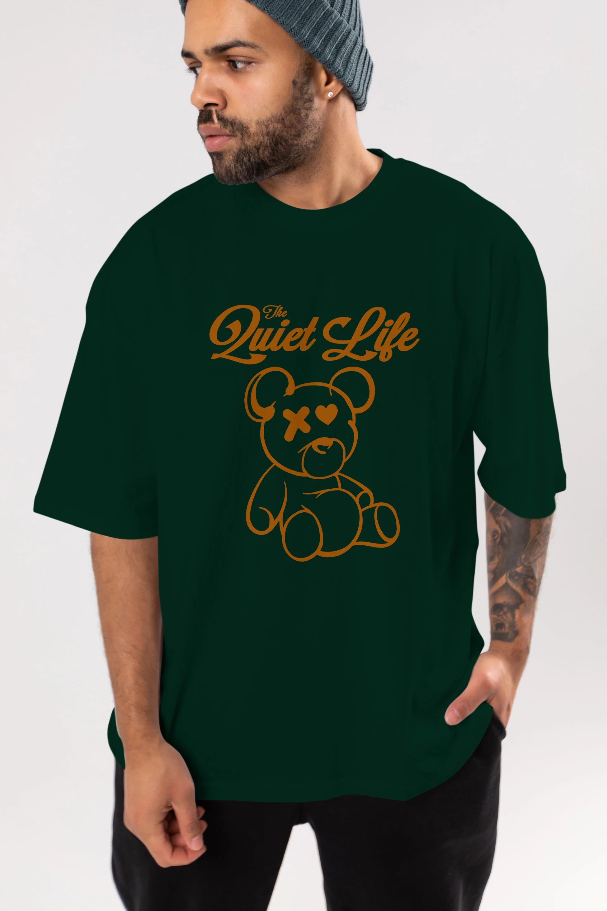 The Life Bear Ön Baskılı Oversize t-shirt Erkek Kadın Unisex