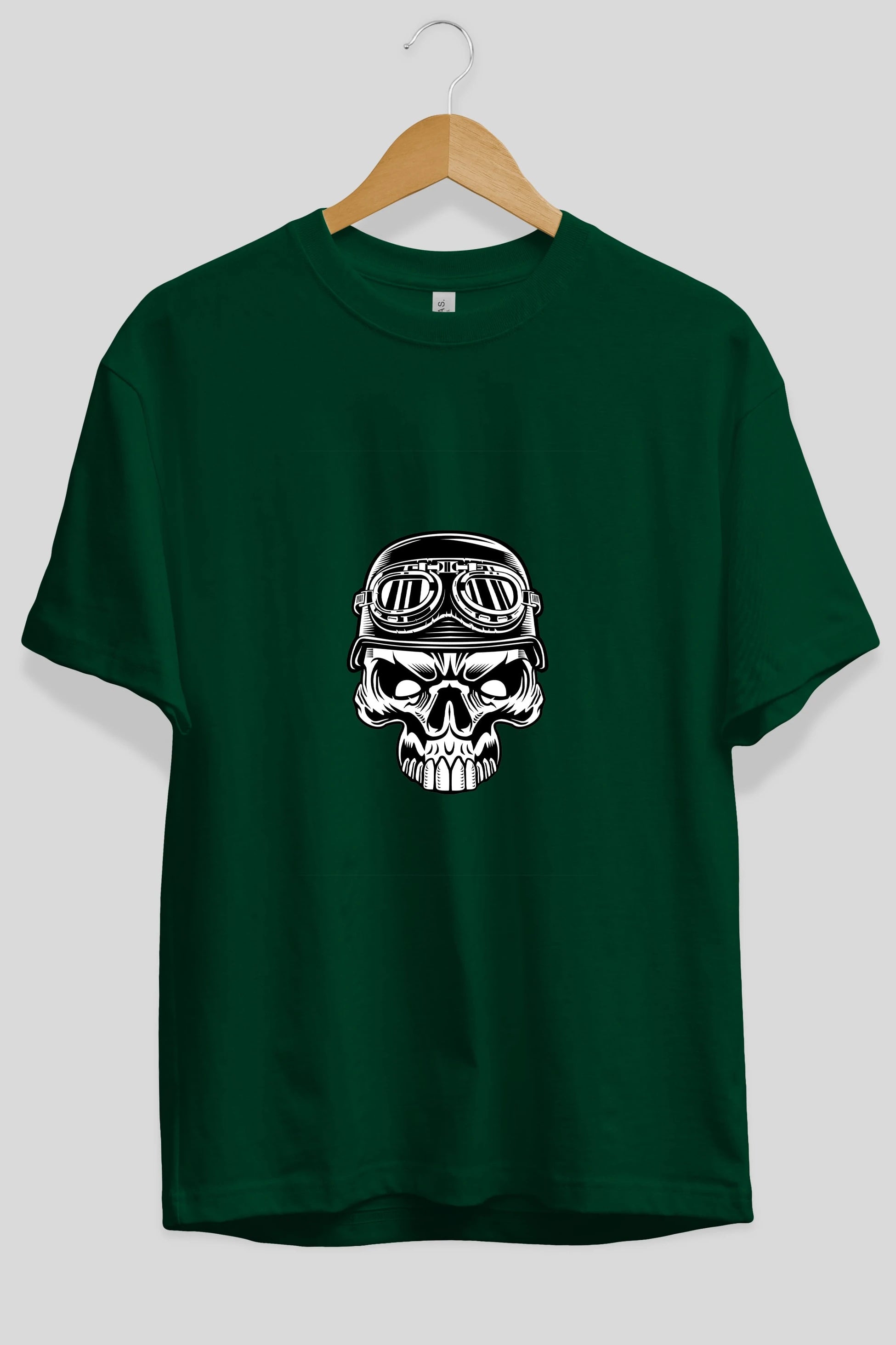 Biker Skull Helmet Ön Baskılı Oversize t-shirt Erkek Kadın Unisex %100 Pamuk tişort