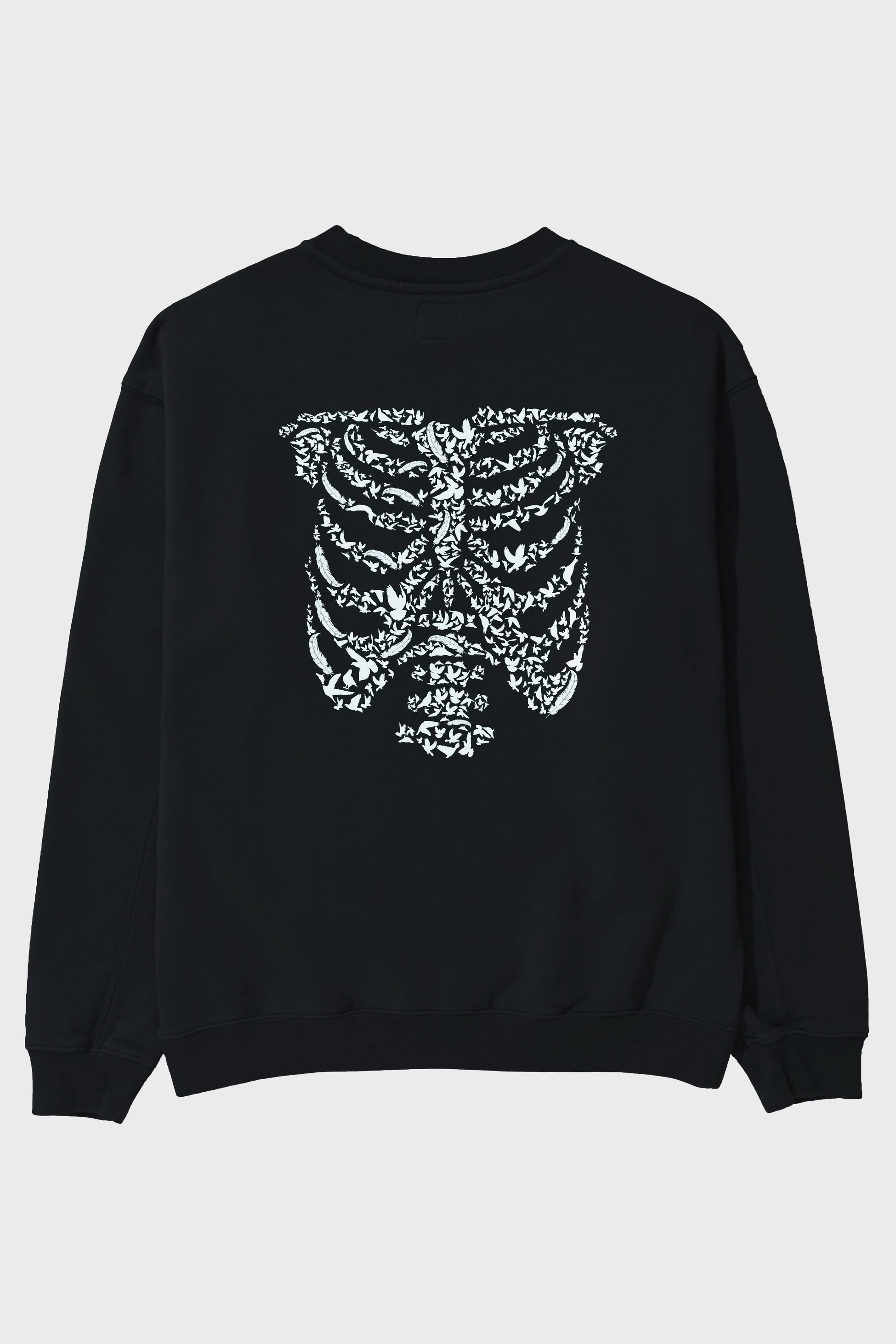 Ribcage Bird Arka Baskılı Oversize Sweatshirt Erkek Kadın Unisex