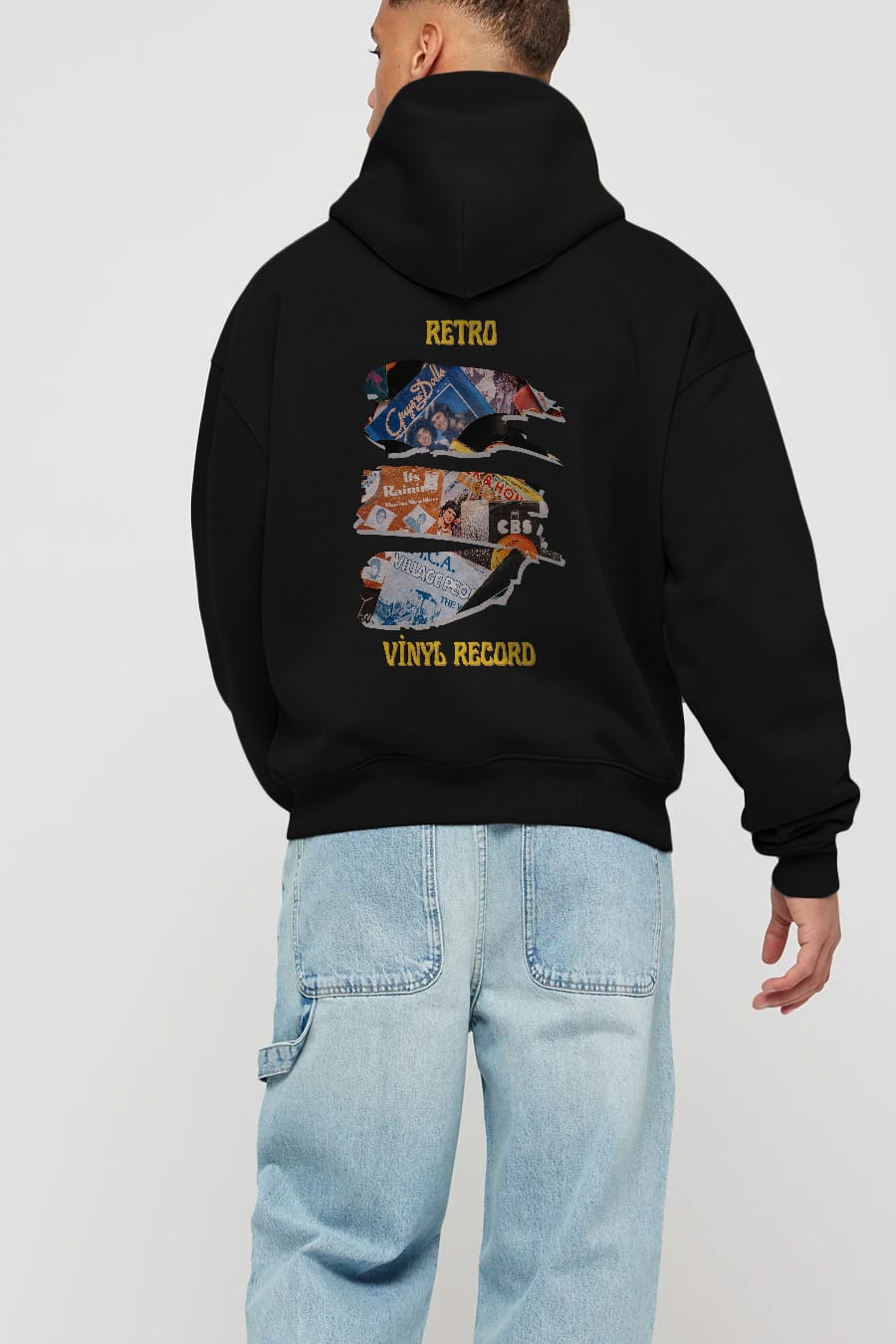 Retro Design Arka Baskılı Oversize Hoodie Kapüşonlu Sweatshirt Erkek Kadın Unisex