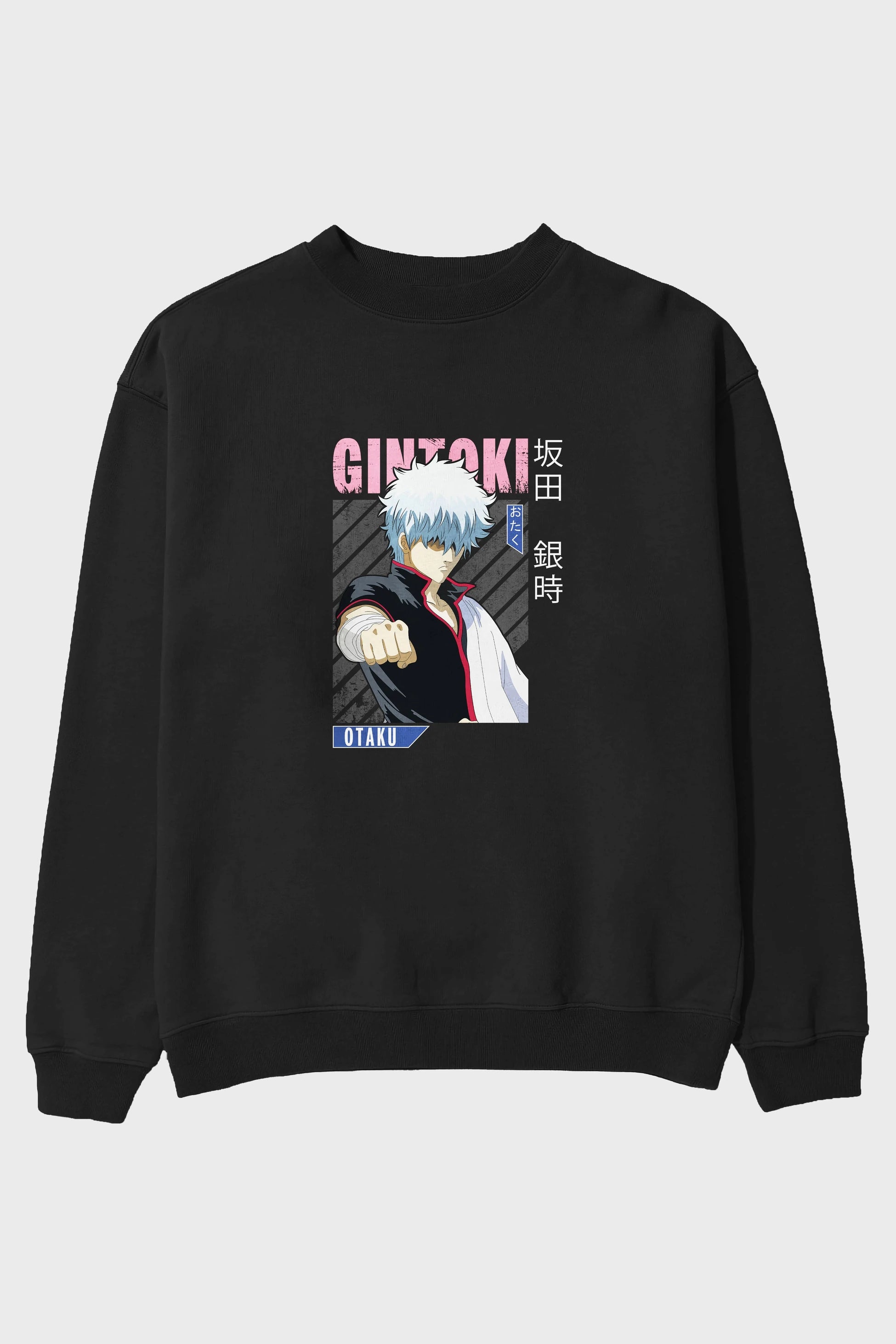 Gintoki Sakata GINTAMA 2 Anime Ön Baskılı Oversize Sweatshirt Erkek Kadın Unisex