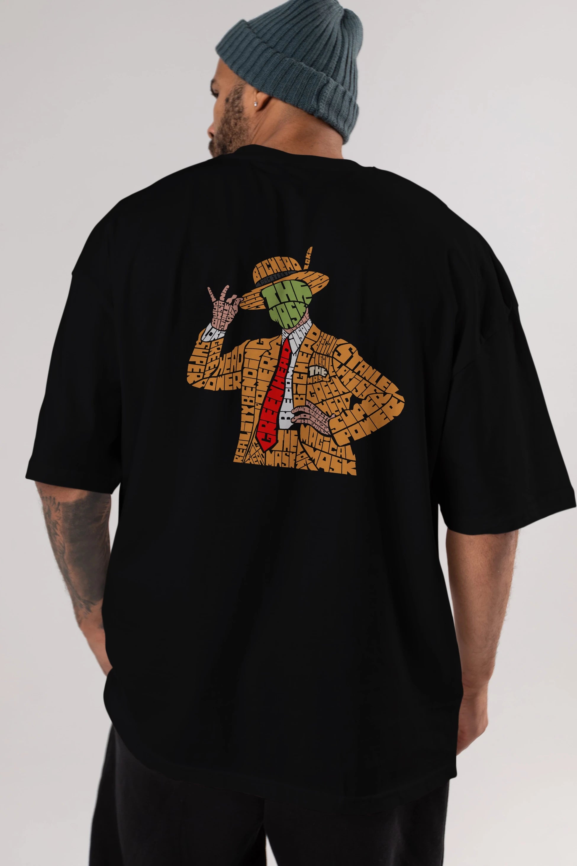 The Mask Arka Baskılı Oversize t-shirt %100 pamuk Erkek Kadın Unisex