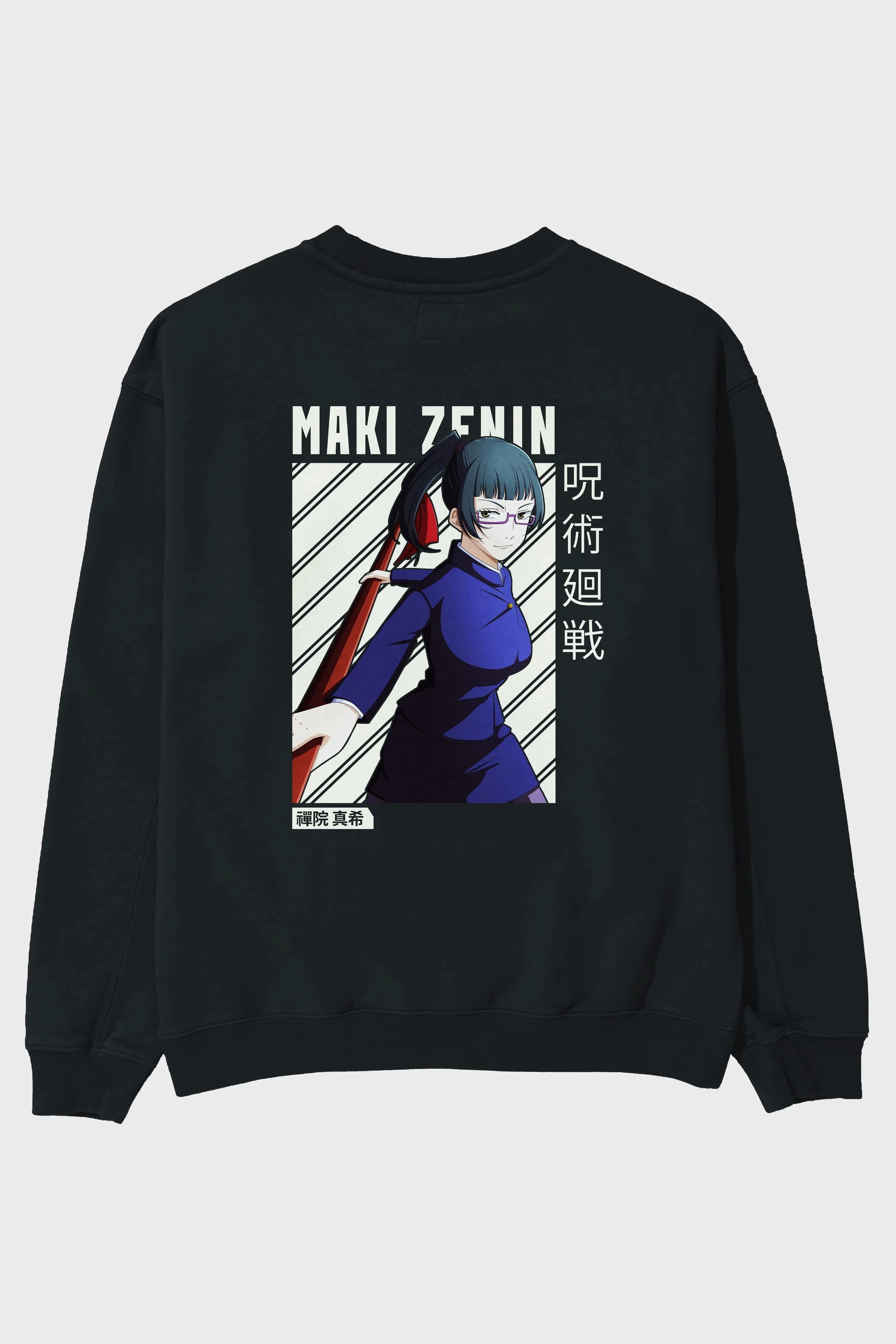 Maki Zenin CHAİNSAWMAN Anime Arka Baskılı Oversize Sweatshirt Erkek Kadın Unisex