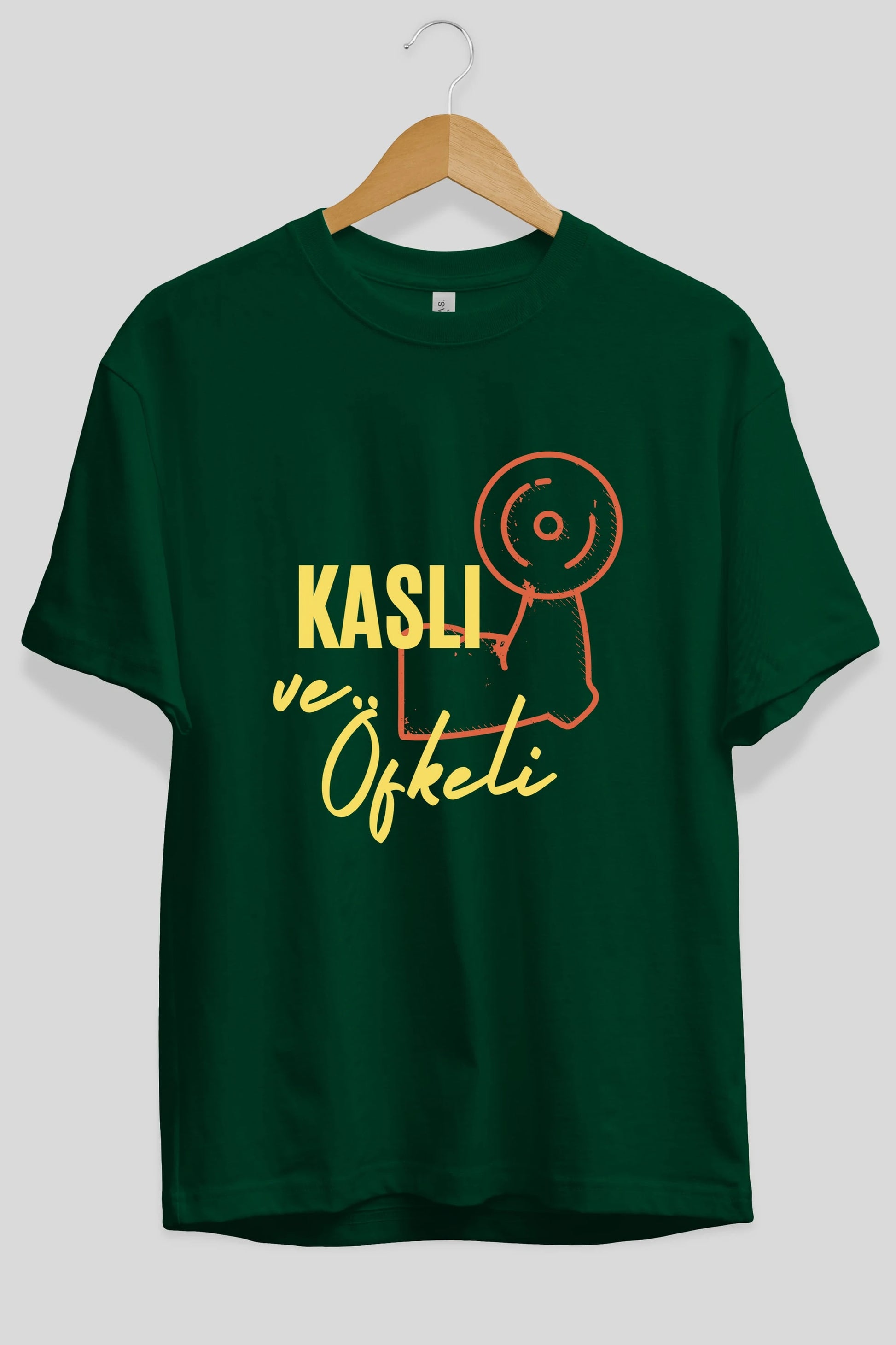 Kaslı ve Öfkeli Yazılı Ön Baskılı Oversize t-shirt Erkek Kadın Unisex