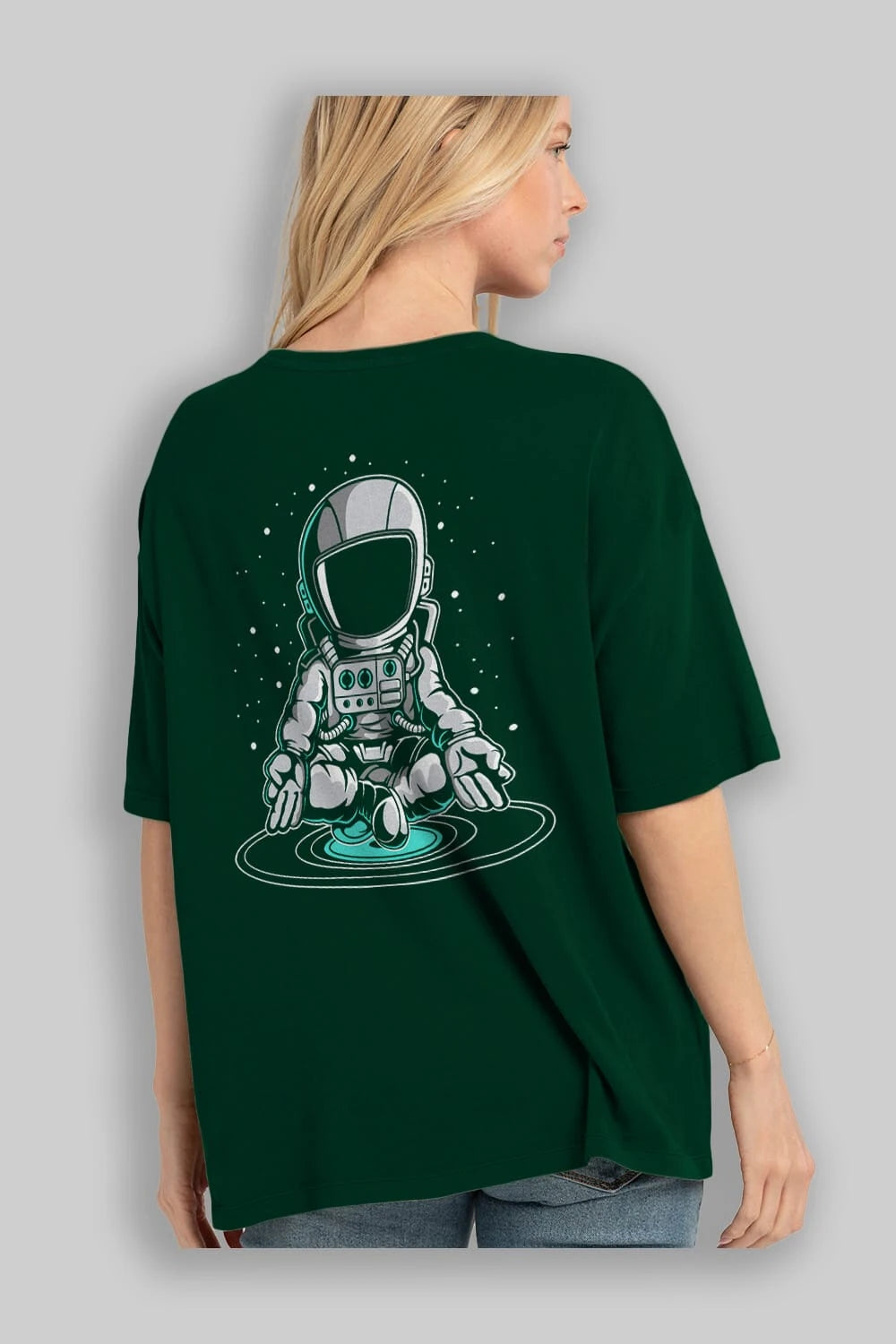Astronaut Meditation Arka Baskılı Oversize t-shirt Erkek Kadın Unisex