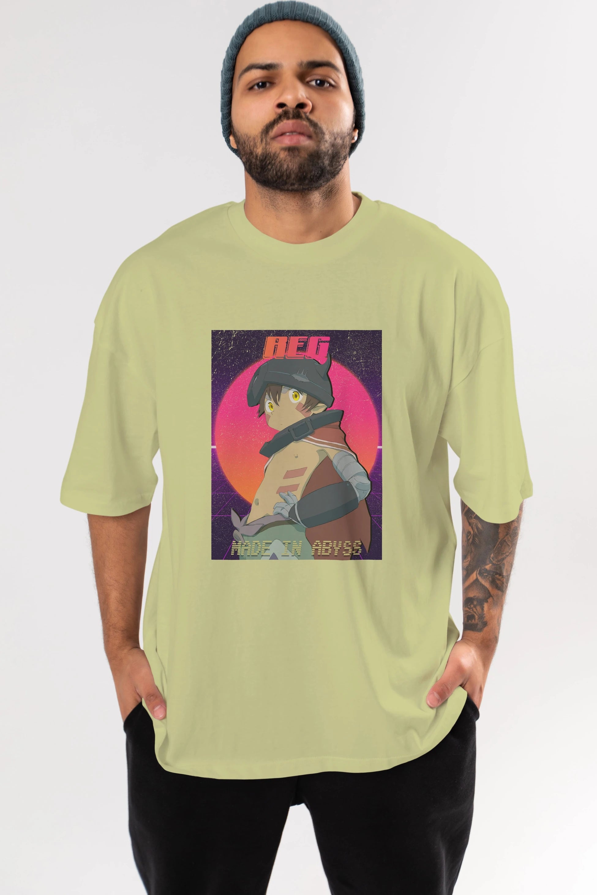 Reg 7 Anime Ön Baskılı Oversize t-shirt %100 pamuk Erkek Kadın Unisex