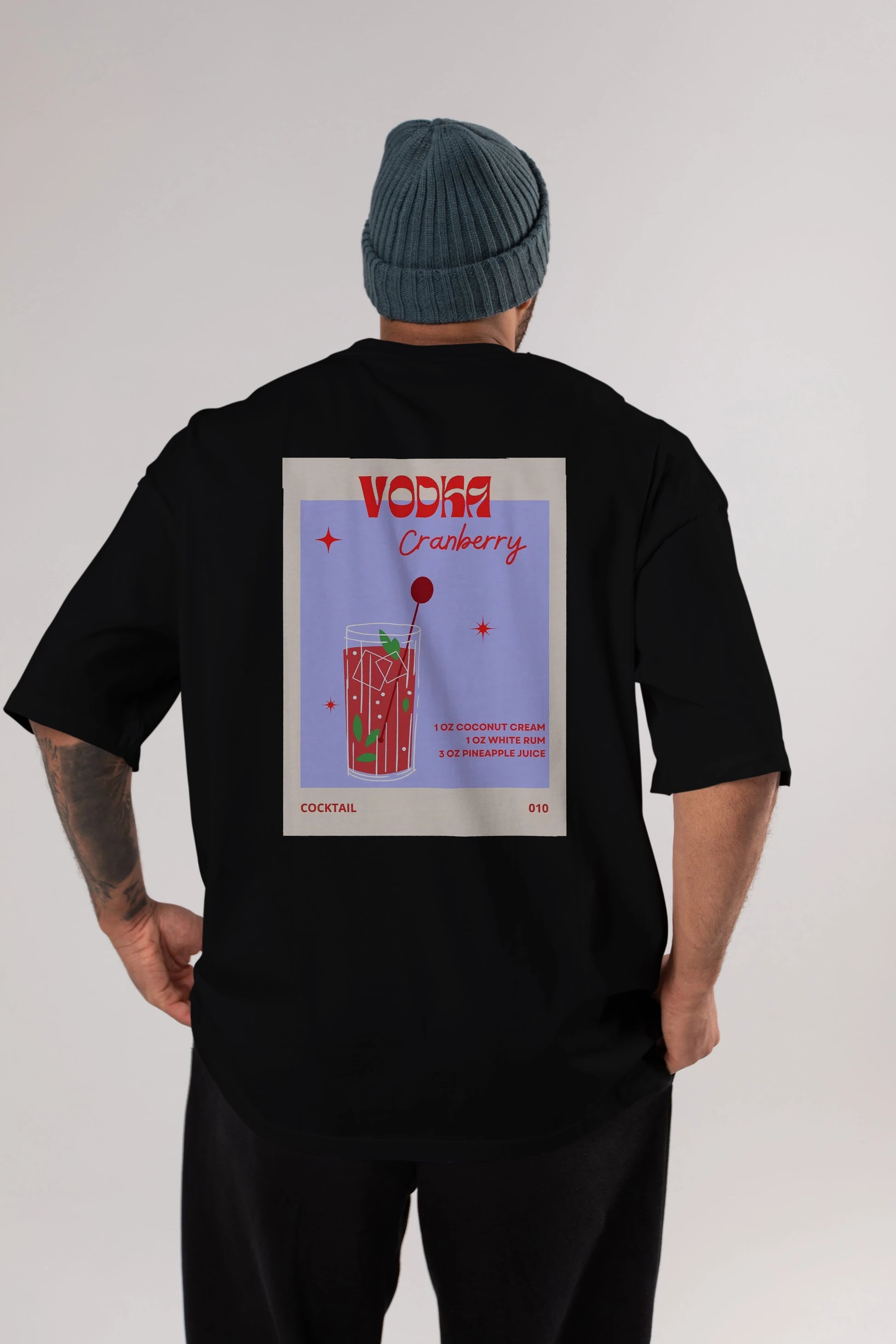 Vodka Cranberry Arka Baskılı Oversize t-shirt Erkek Kadın Unisex %100 Pamuk Bisiklet Yaka tişort