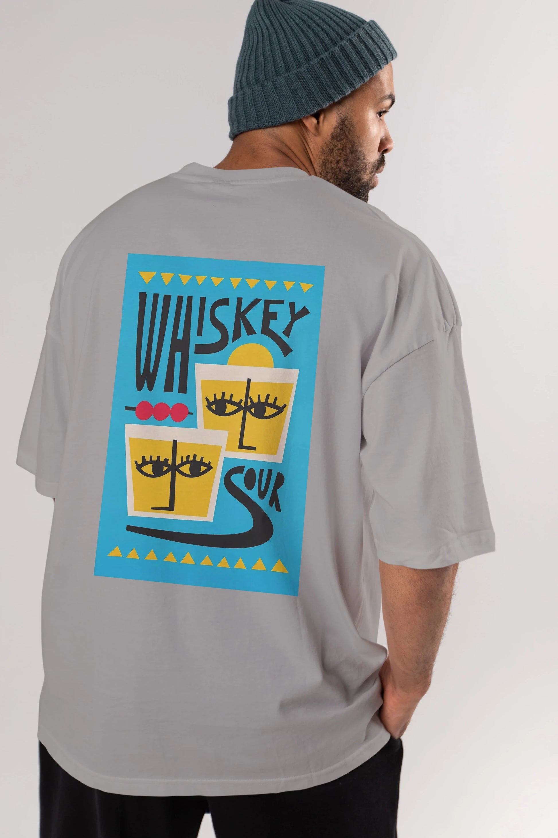 Whiskey Sour 2 Arka Baskılı Oversize t-shirt Erkek Kadın Unisex %100 Pamuk Bisiklet Yaka tişort