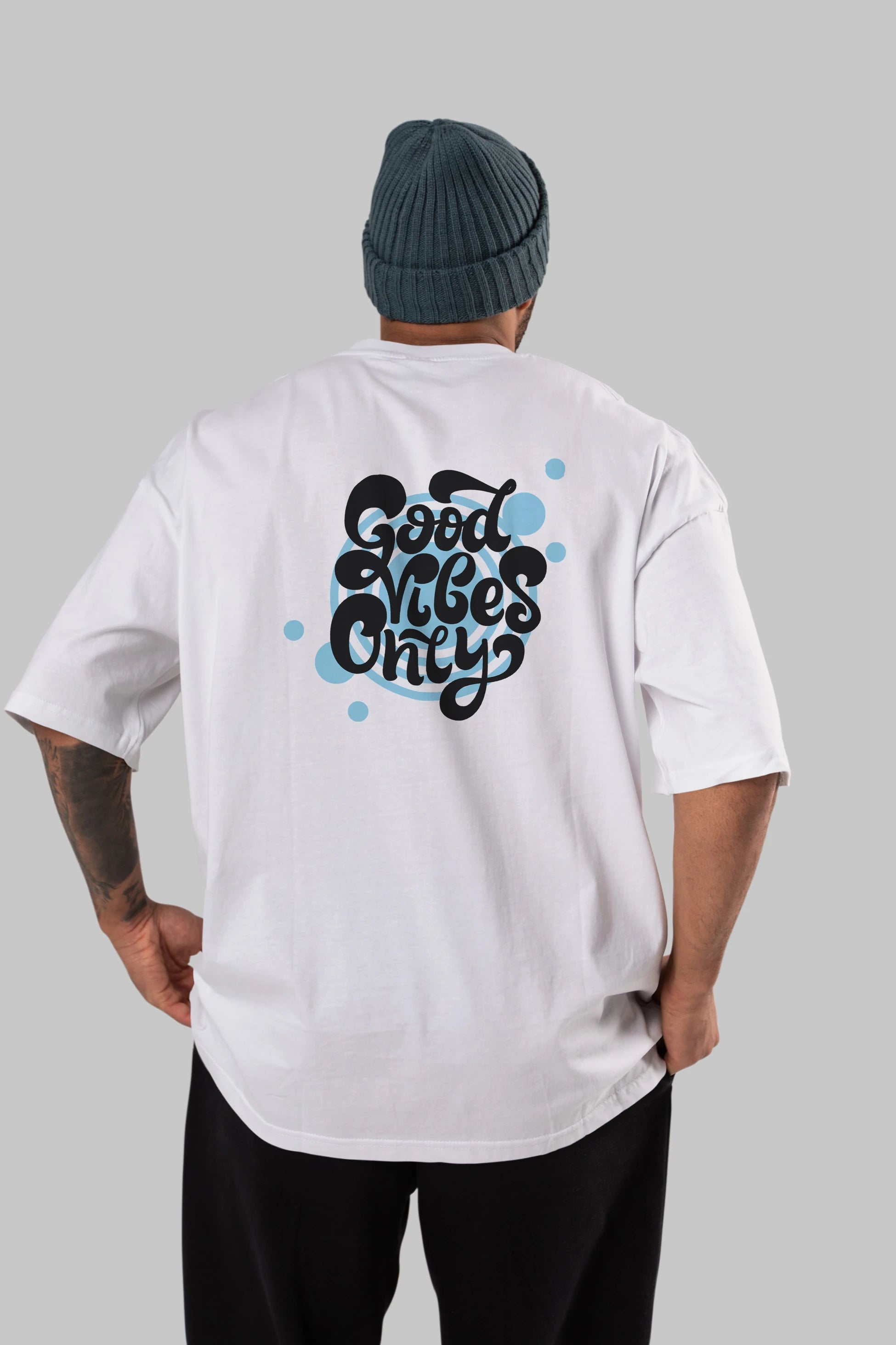 Good Vibes Only Yazılı Arka Baskılı Oversize t-shirt Erkek Kadın Unisex