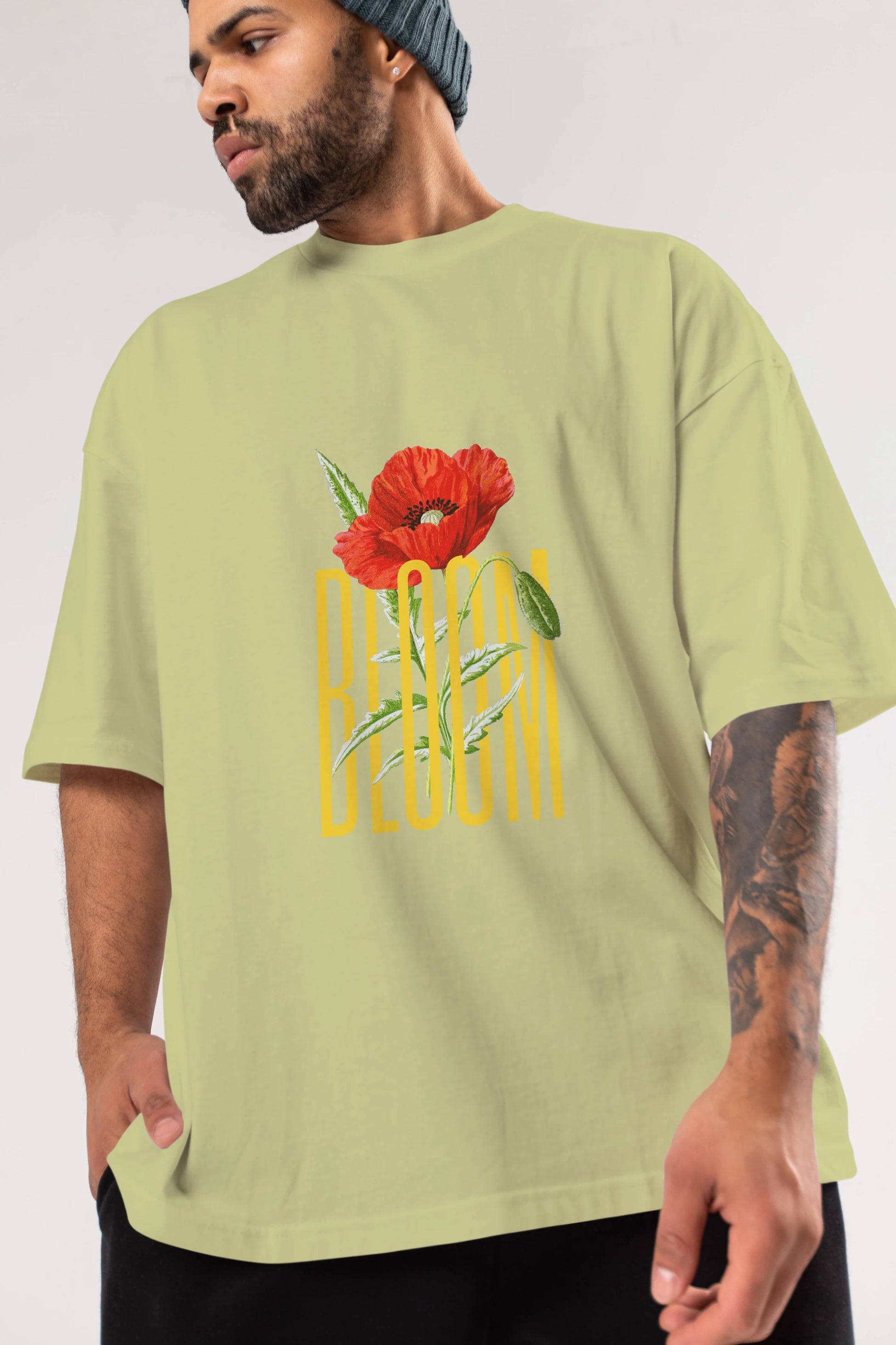 Bloom Flower Ön Baskılı Oversize t-shirt Erkek Kadın Unisex
