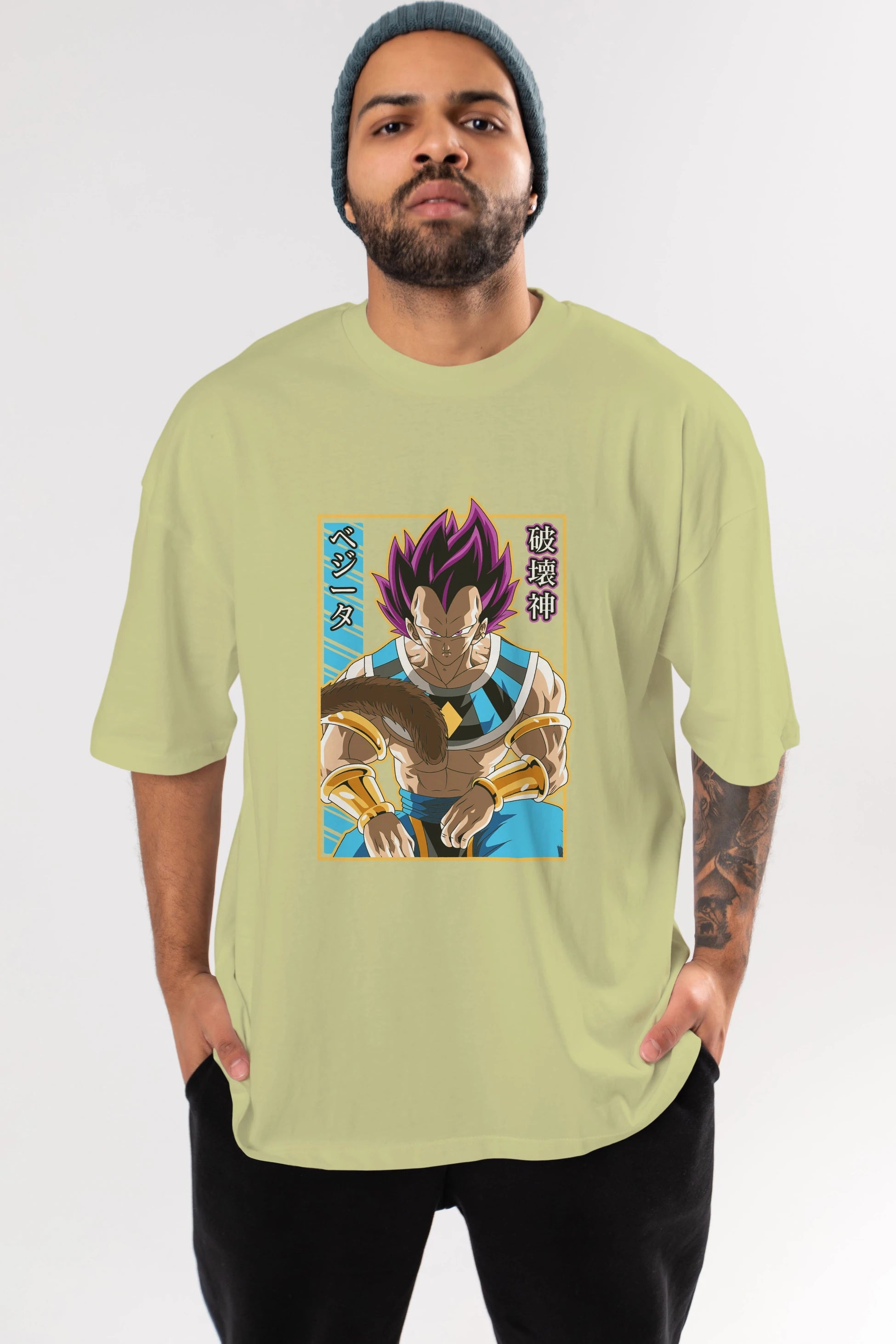 DragonBall VegetaHakaishin Anime Ön Baskılı Oversize t-shirt %100 pamuk Erkek Kadın Unisex