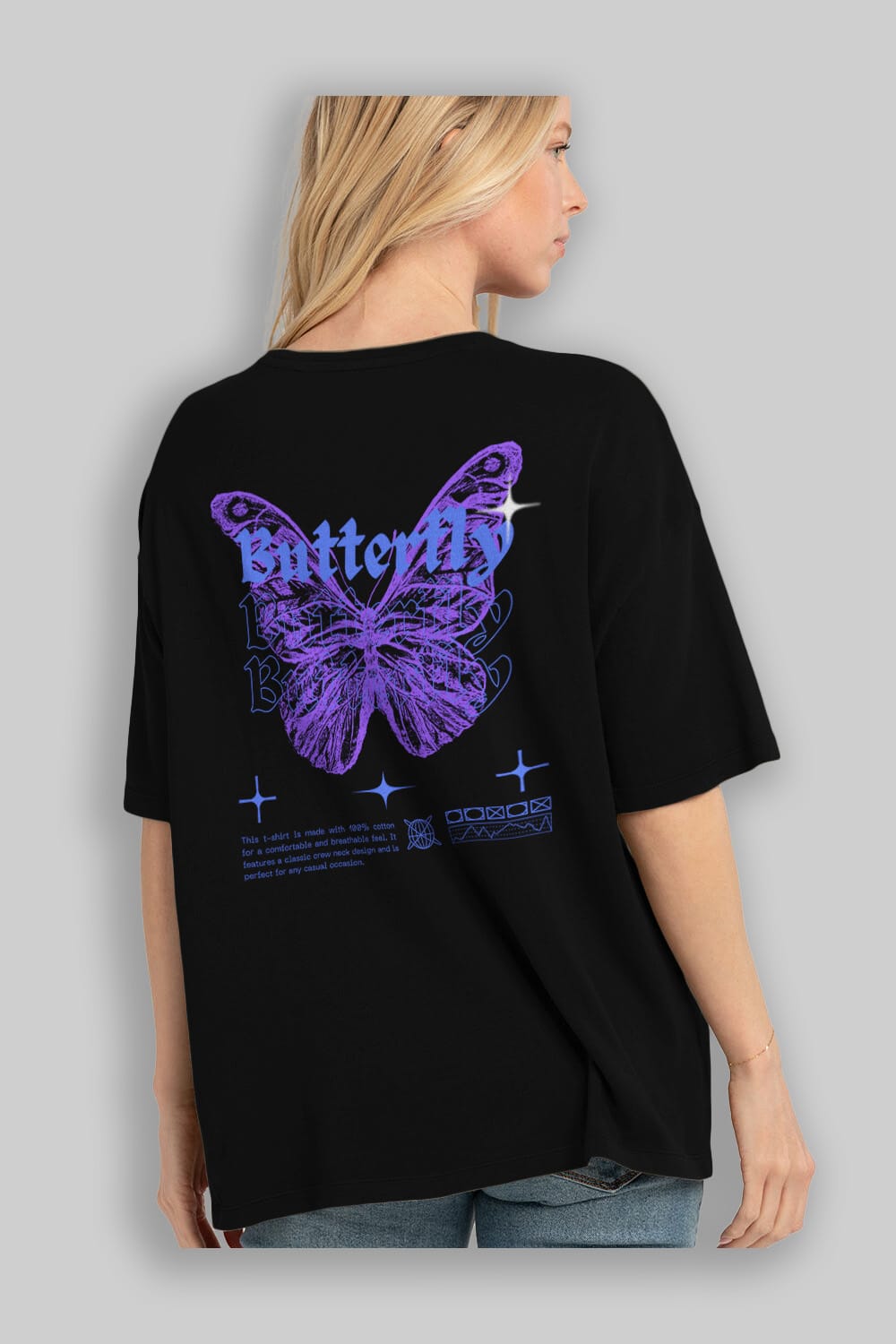 Butterfly Streetwear Arka Baskılı Oversize t-shirt Erkek Kadın Unisex