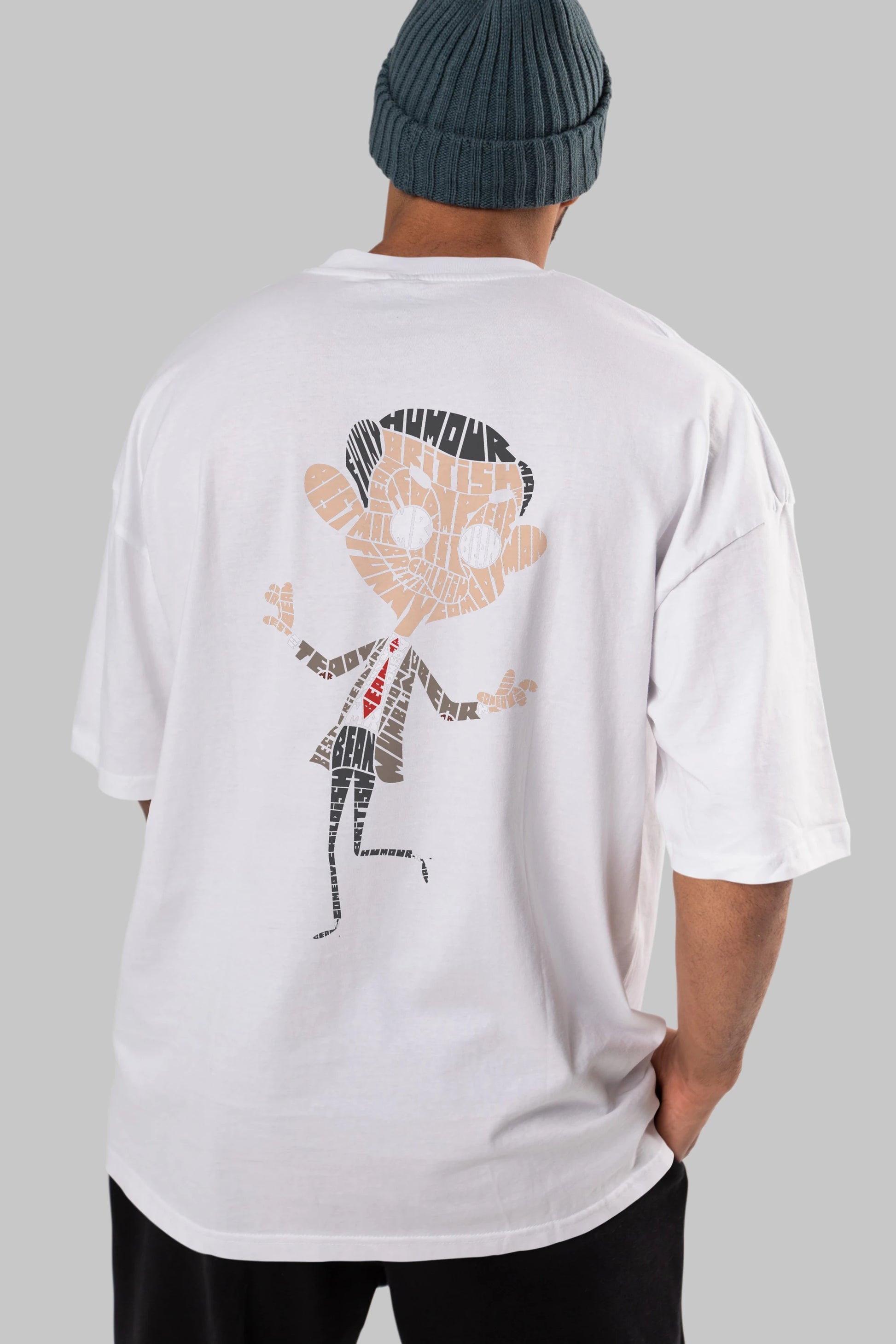 Mr Bean Arka Baskılı Oversize t-shirt %100 pamuk Erkek Kadın Unisex