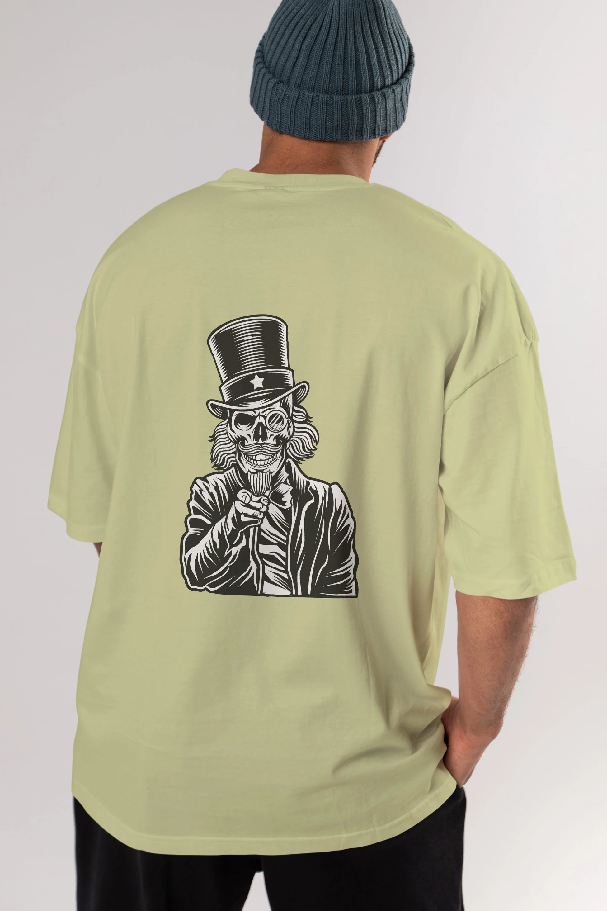 I Want You Skull Arka Baskılı Oversize t-shirt Erkek Kadın Unisex %100 Pamuk tişort